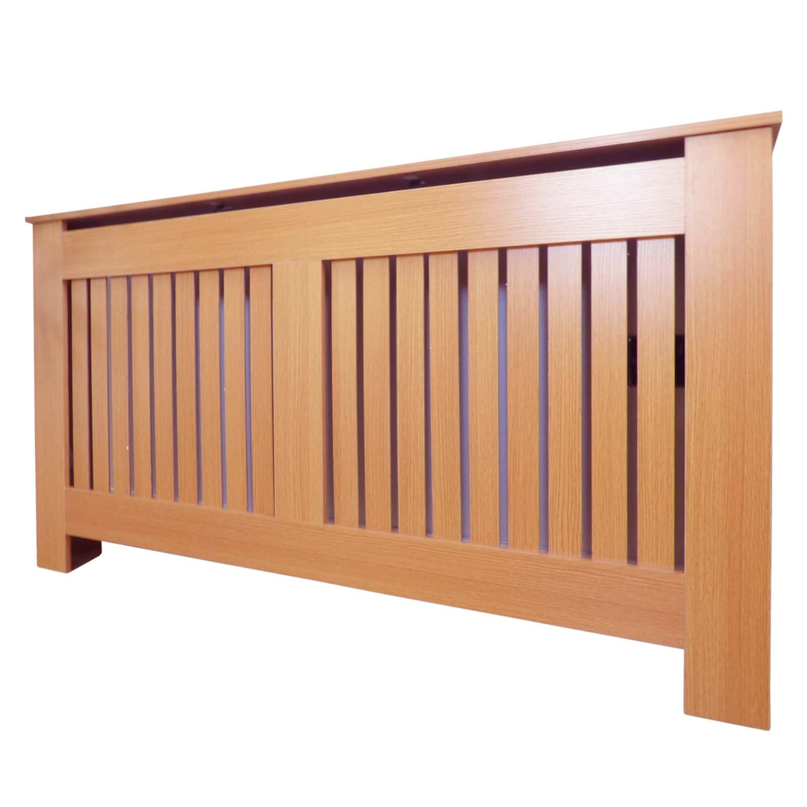 Oak Radiator Cover with Vertical Design - Large