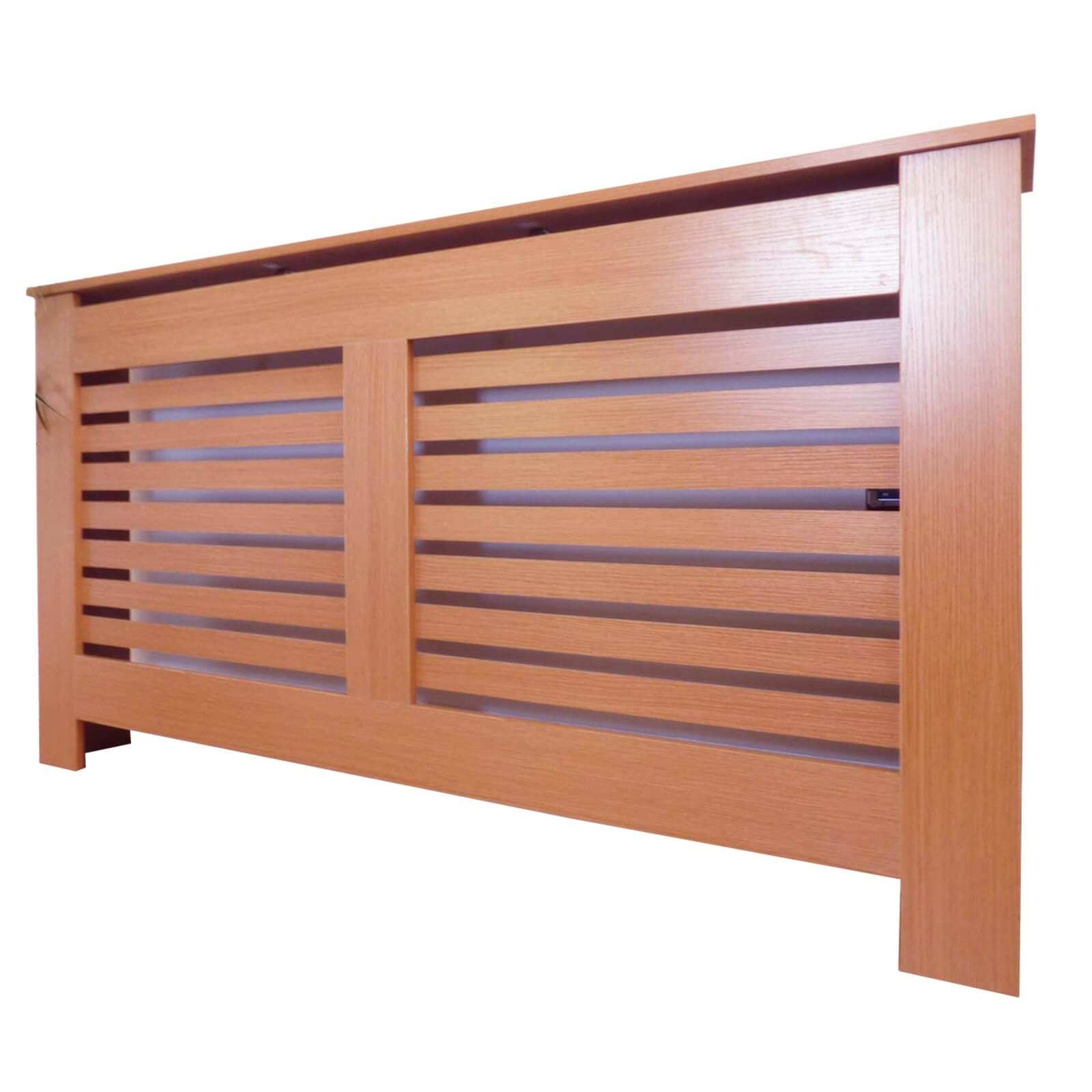 Radiator Cover with Horizontal Slatted Design in Oak - Large