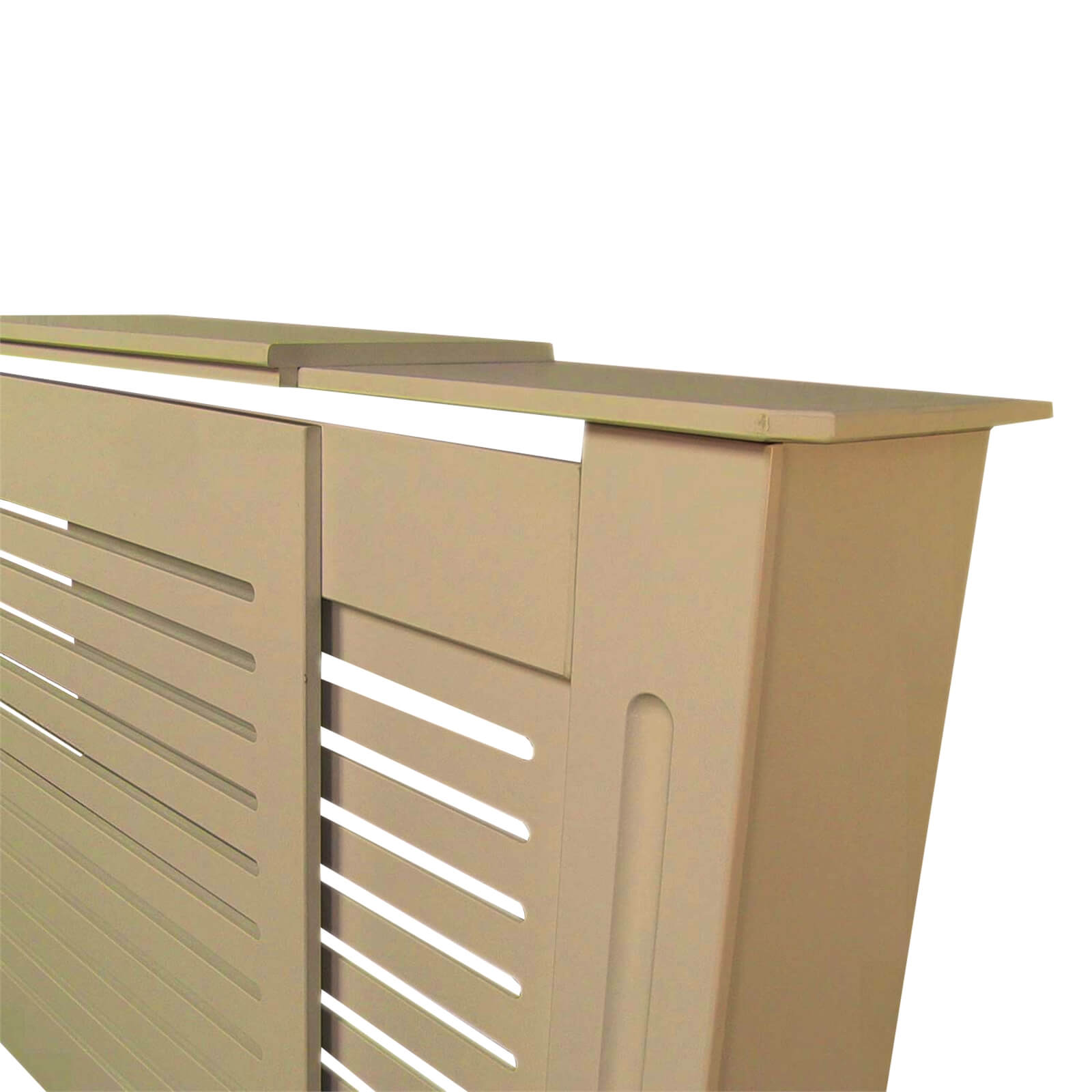 Radiator Cover with Horizontal Slatted Design in Unpainted - Adjustable