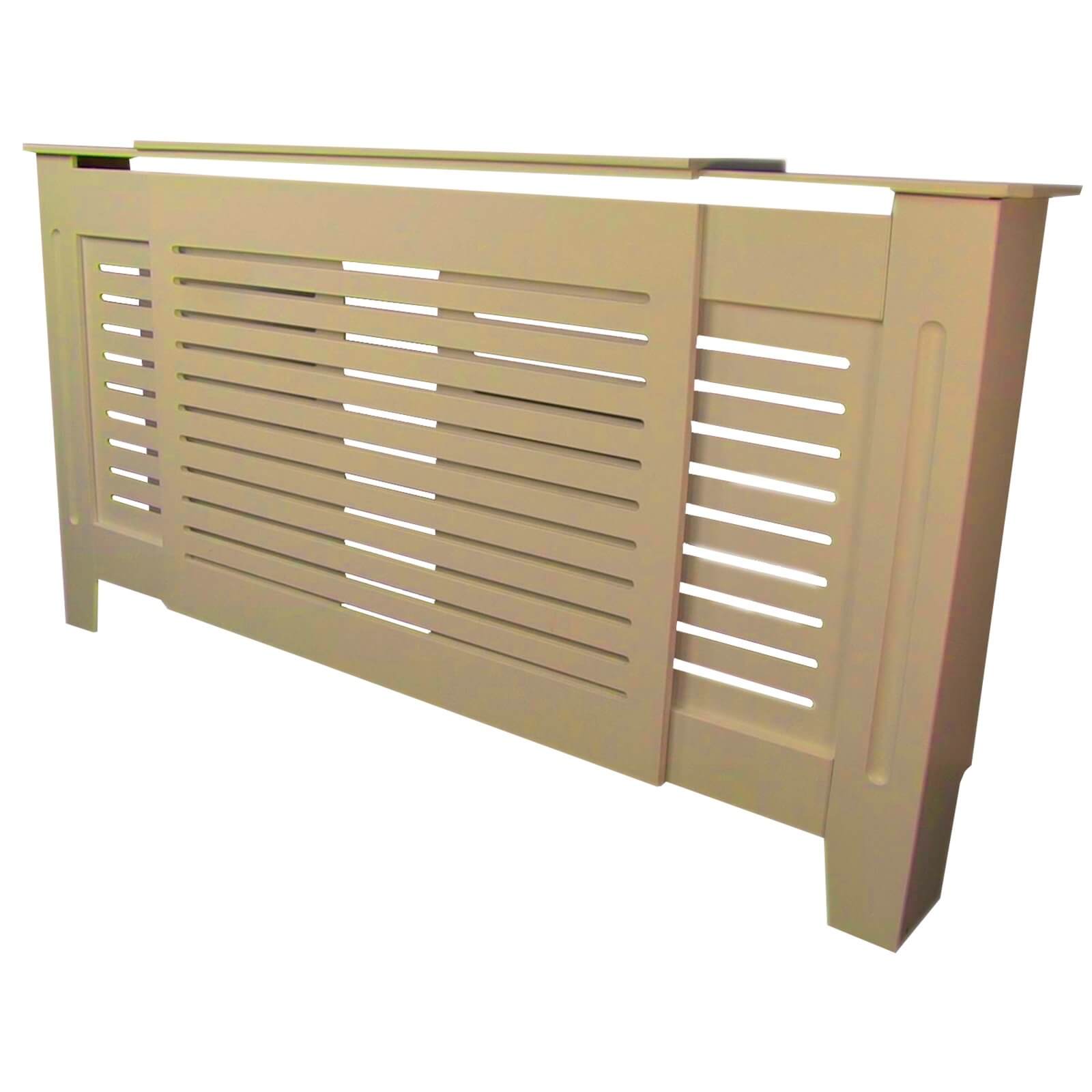 Radiator Cover with Horizontal Slatted Design in Unpainted - Adjustable