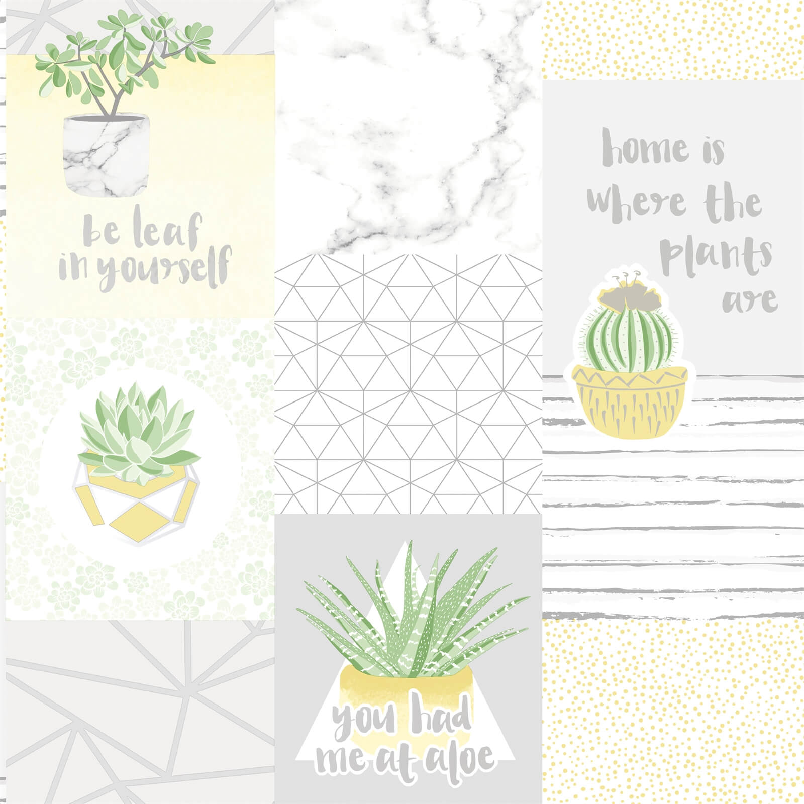 Holden Decor You Had Me At Aloe Smooth Metallic Yellow and Grey Wallpaper