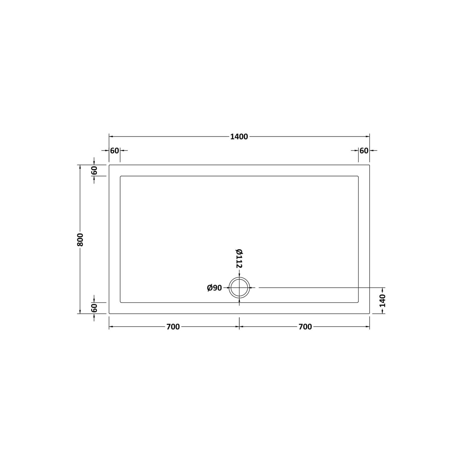 Balterley Rectangular Shower Tray 1400 x 800mm