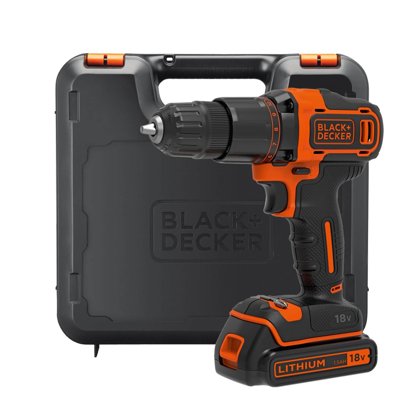 BLACK+DECKER 2 Speed 18V Cordless Combi Drill with Kit Box (BCD700S1K-GB)