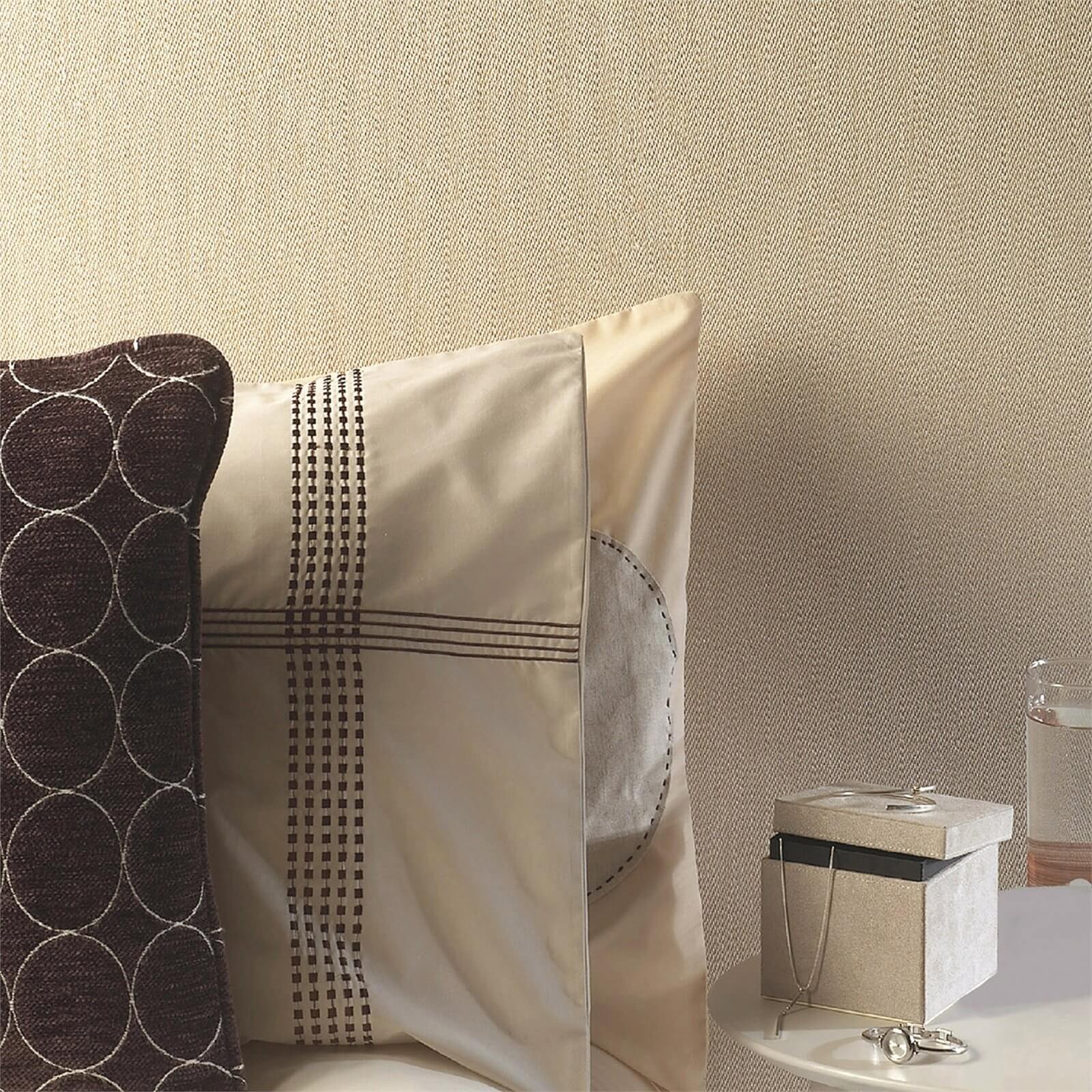 Holden Decor Opus Weave Plain Textured Champagne Wallpaper