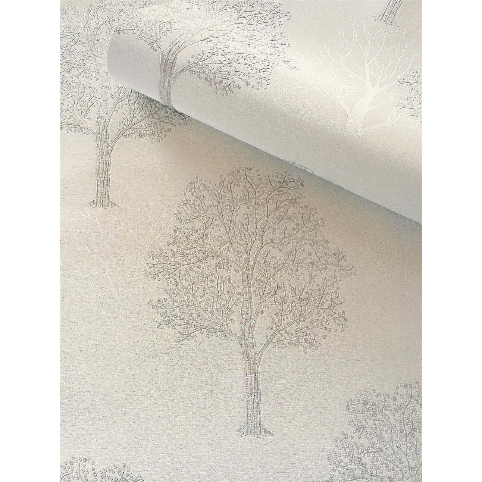 Holden Decor Ornella Tree Embossed Metallic Glitter Grey Wallpaper