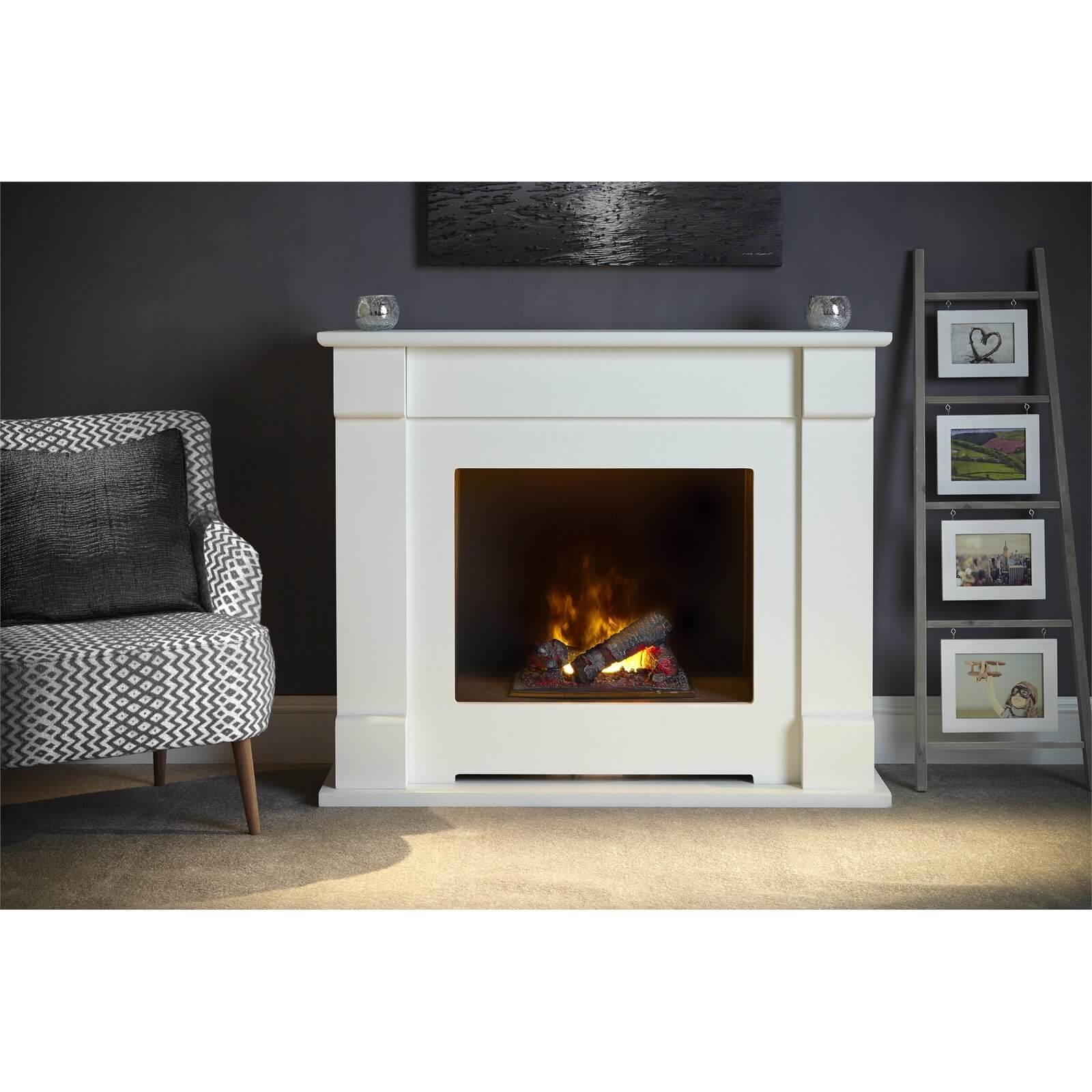 Suncrest Lucera Optimyst Electric Fire Suite with Smart Remote & Flat to Wall Fitting - White