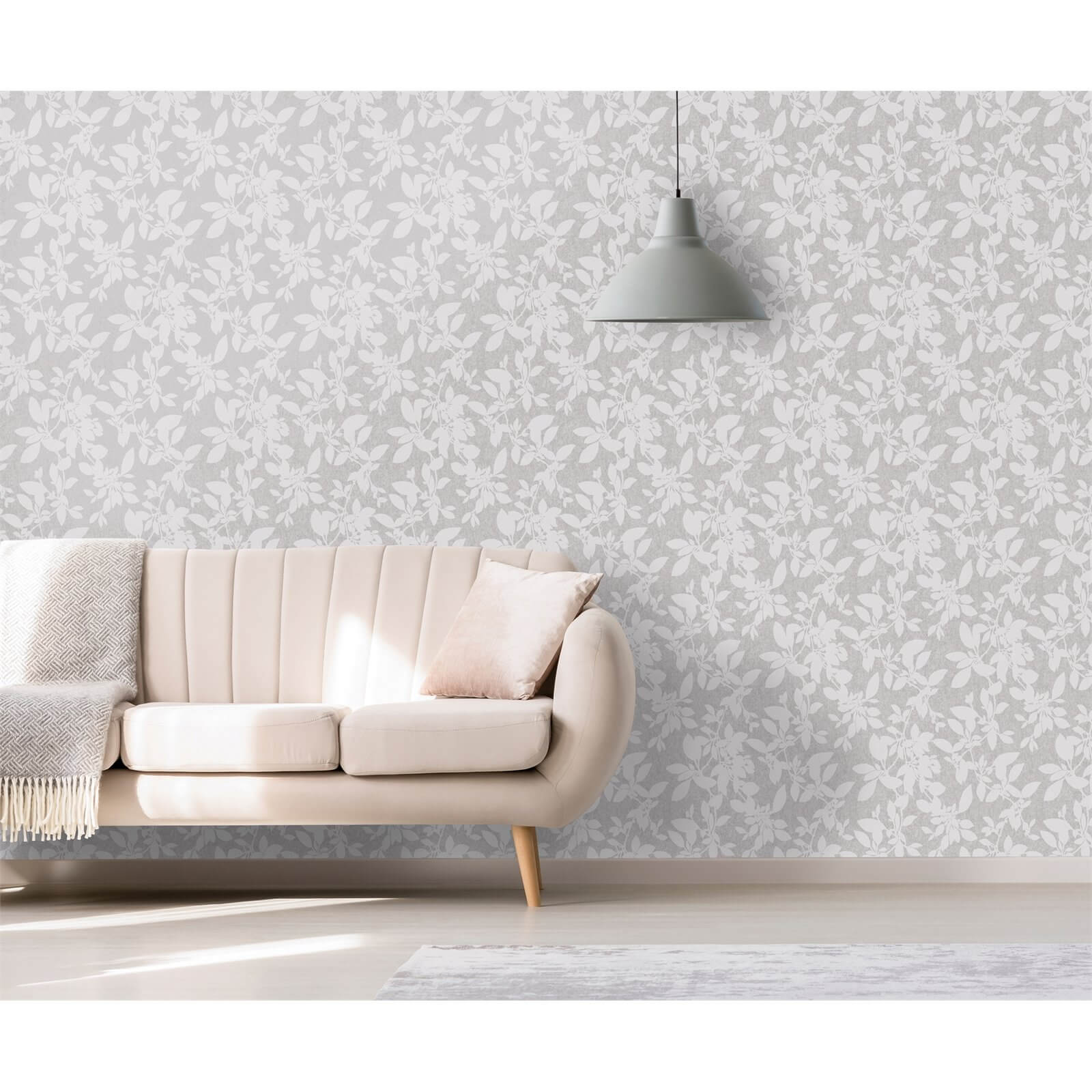 Holden Decor Linden Floral Textured Metallic Glitter Grey Wallpaper