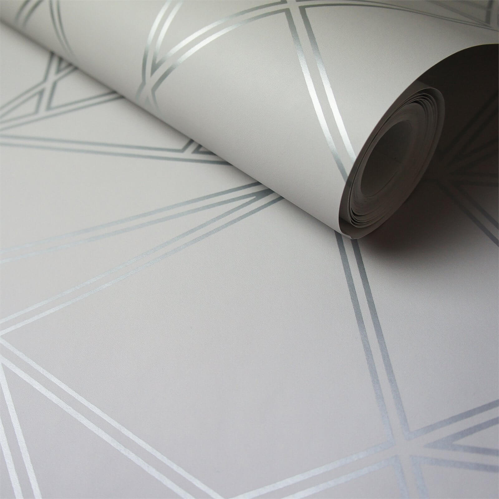 Holden Decor Paladium Geometric Smooth Metallic Grey Wallpaper