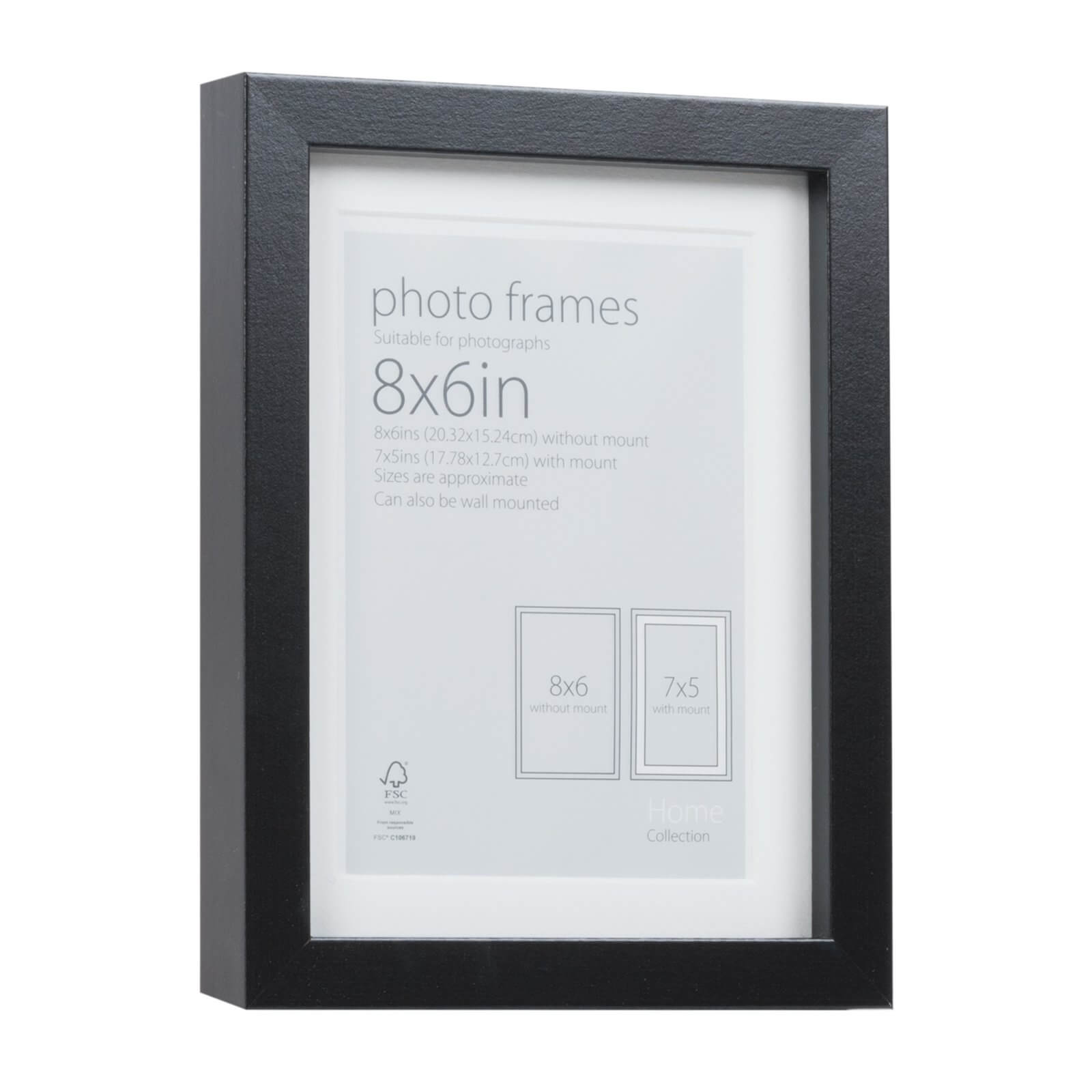 Photo Frame Black 8 x 6 with 7 x 5 Mount Aperture