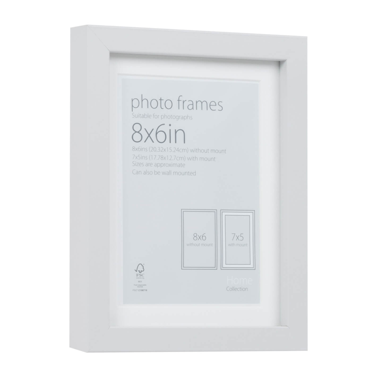 Photo Frame Grey 8 x 6 with 7 x 5 Mount Aperture