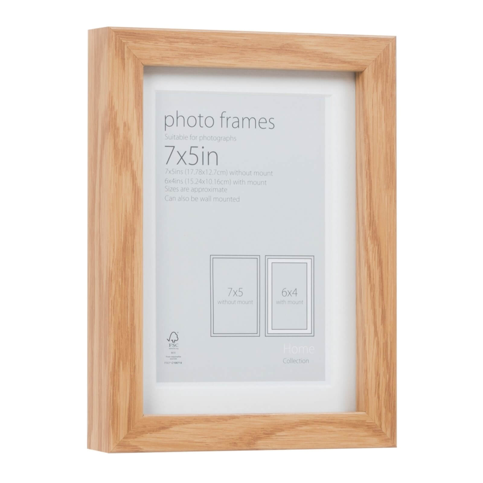 Photo Frame Oak 7 x 5 with 6 x 4 Mount Aperture