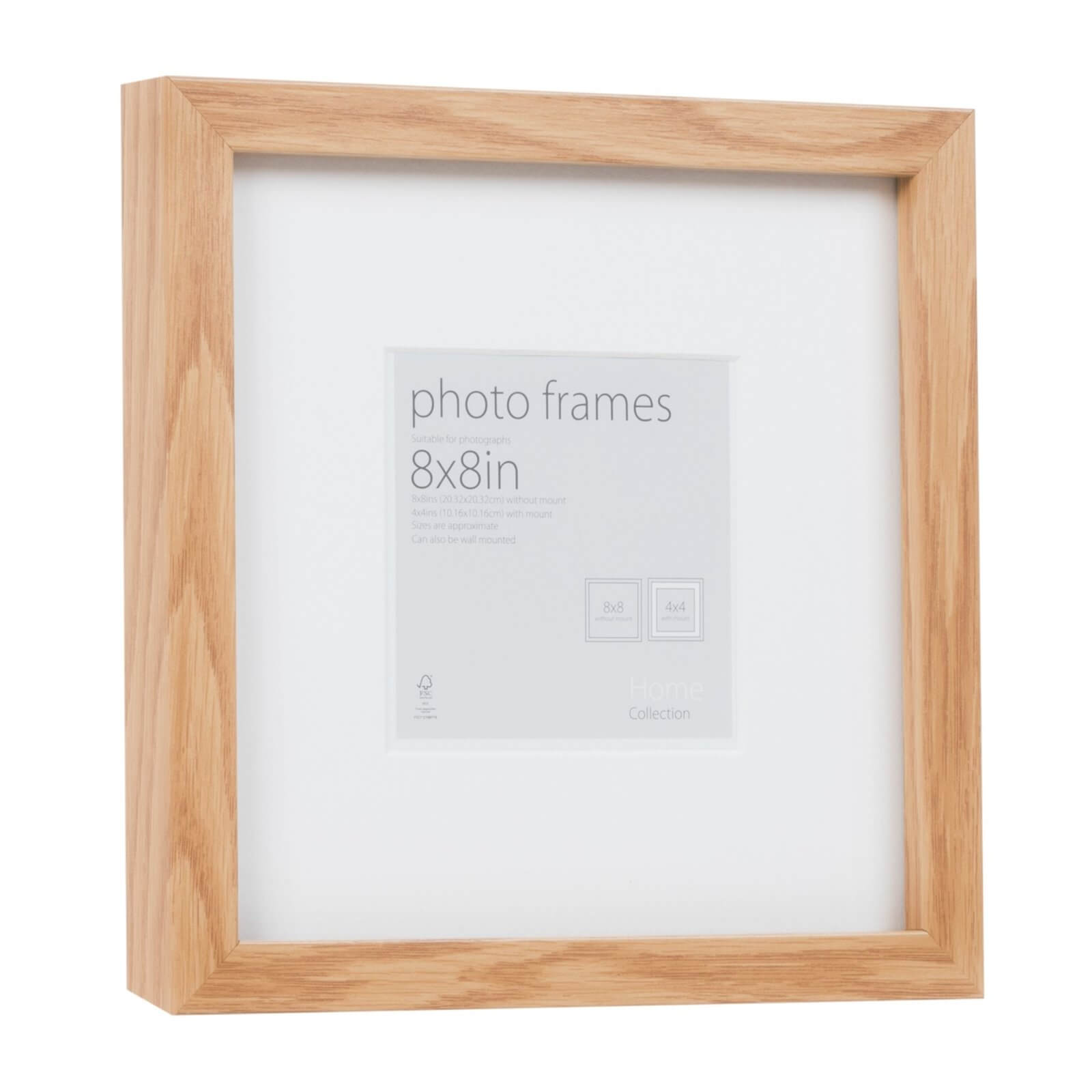 Photo Frame Oak 8 x 8 with 4 x 4 Mount Aperture