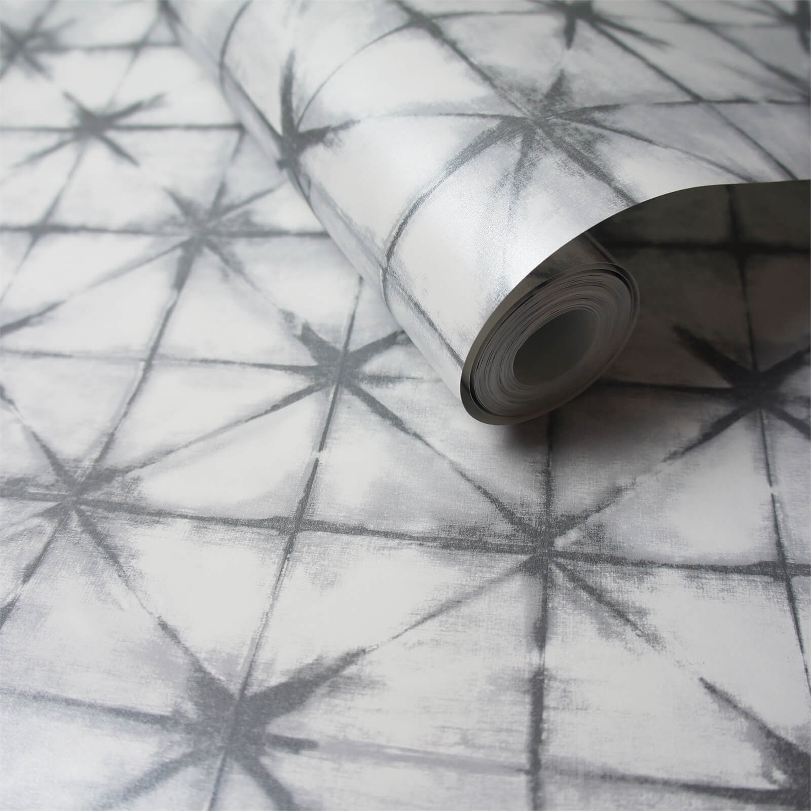 Holden Decor Azure Geometric Smooth Metallic Grey and Silver Wallpaper