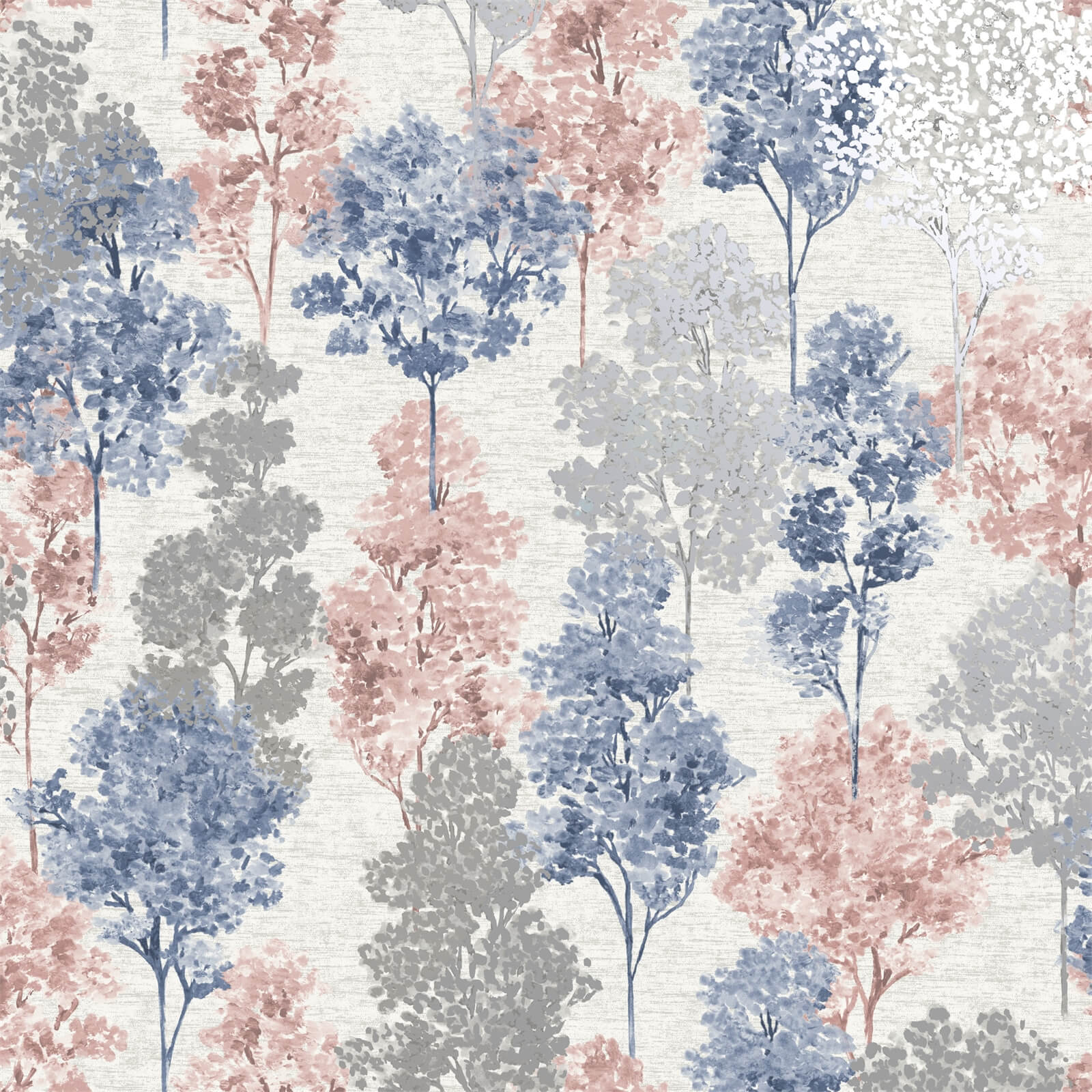 Holden Decor Whinfell Tree Textured Metallic Navy and Coral Wallpaper