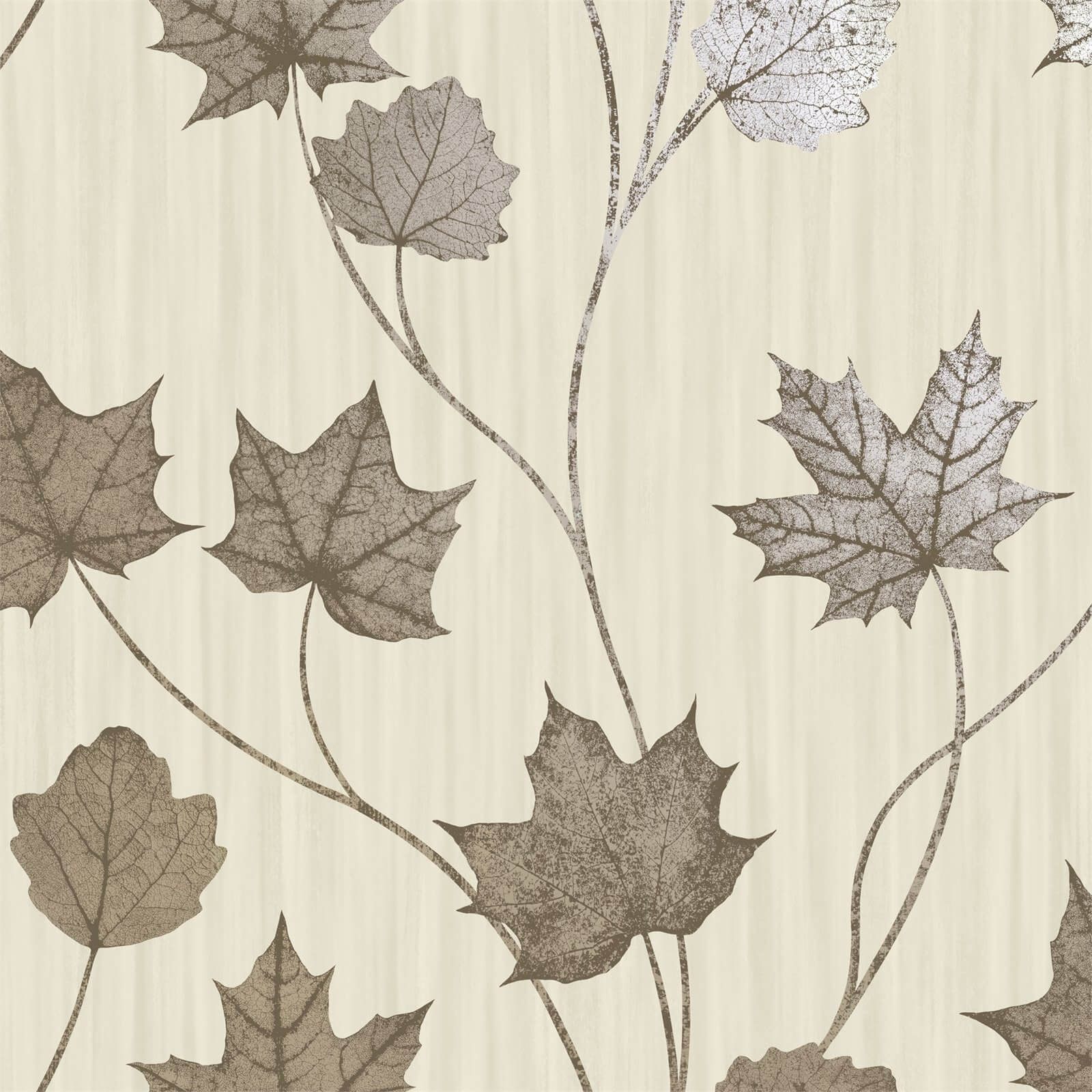 Holden Decor Maple Leaf Smooth Metallic Beige Wallpaper