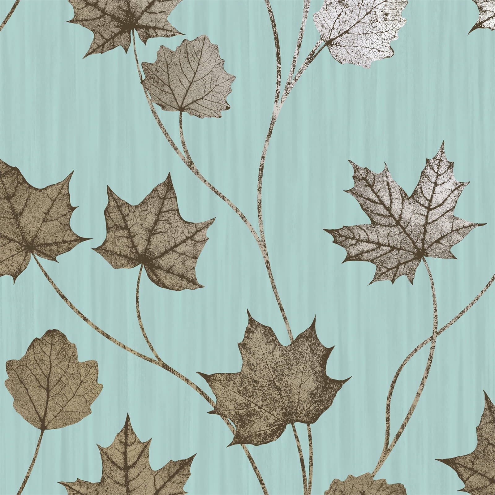 Holden Decor Maple Leaf Smooth Metallic Teal Wallpaper