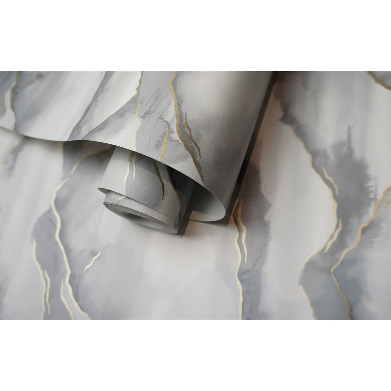 Holden Decor Denali Mountain Shape Smooth Metallic Grey Wallpaper