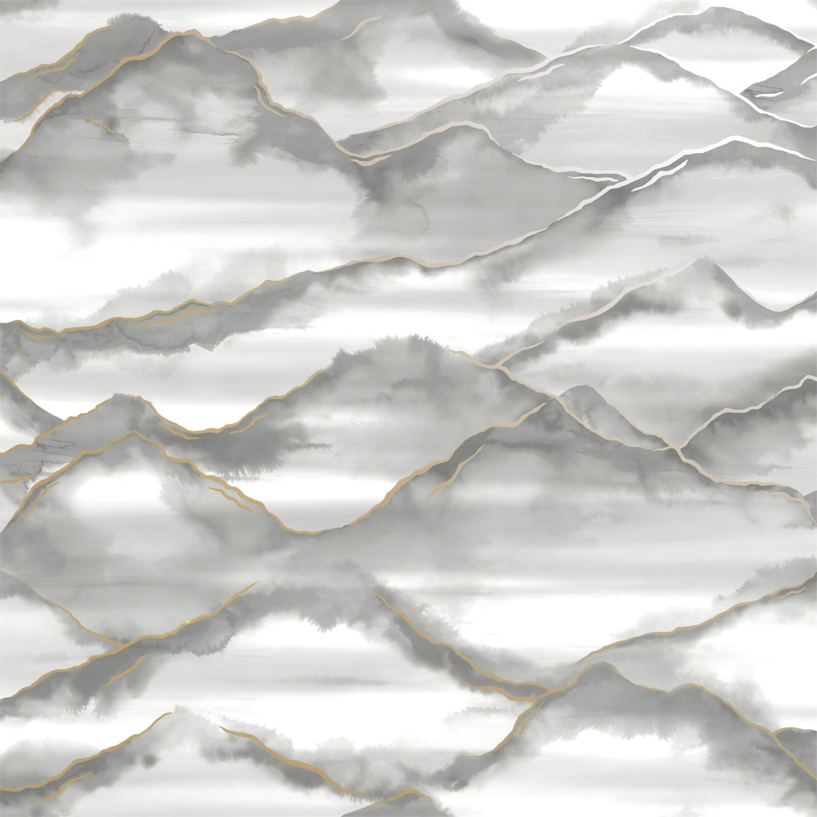 Holden Decor Denali Mountain Shape Smooth Metallic Grey Wallpaper