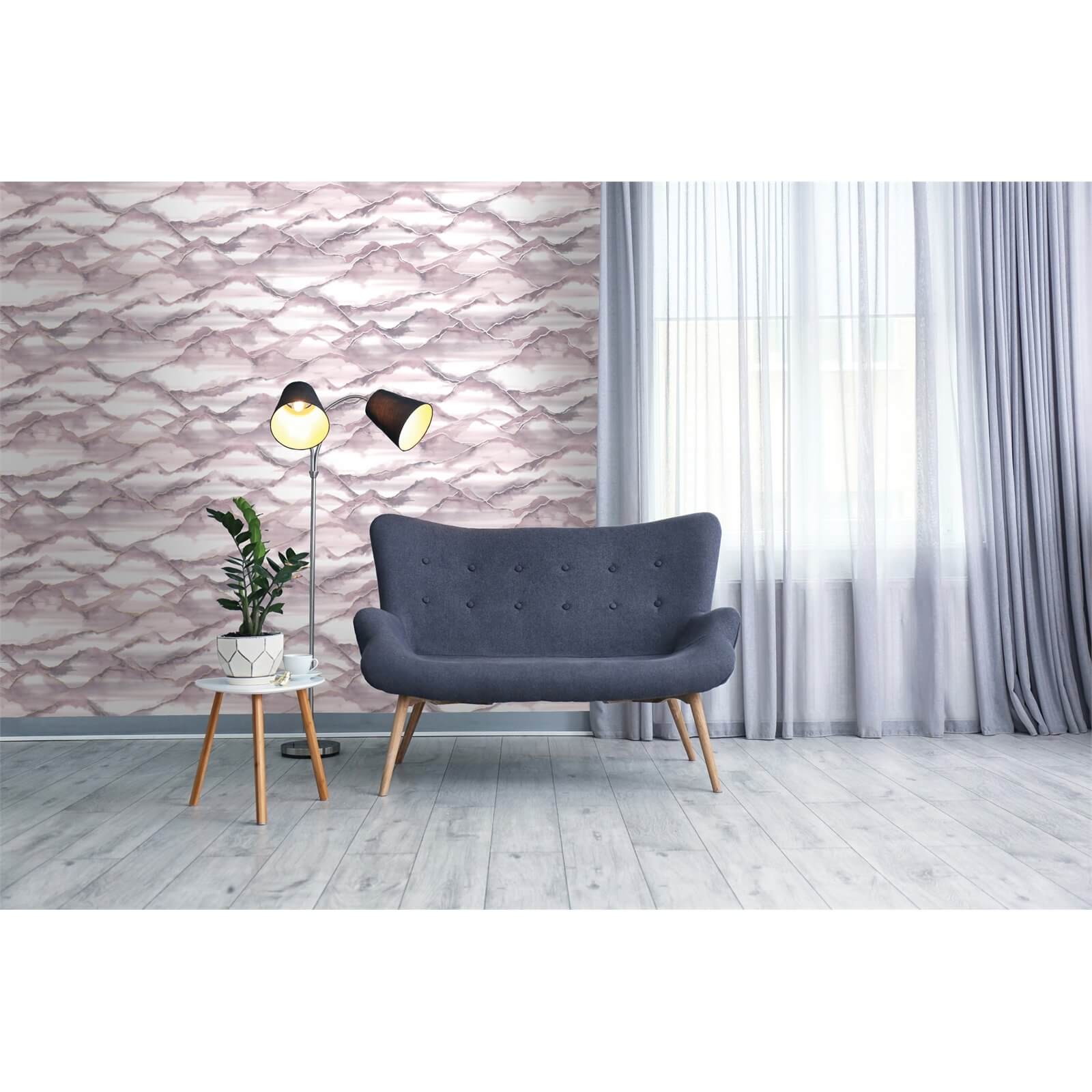 Holden Decor Denali Mountain Shape Smooth Metallic Pink Wallpaper