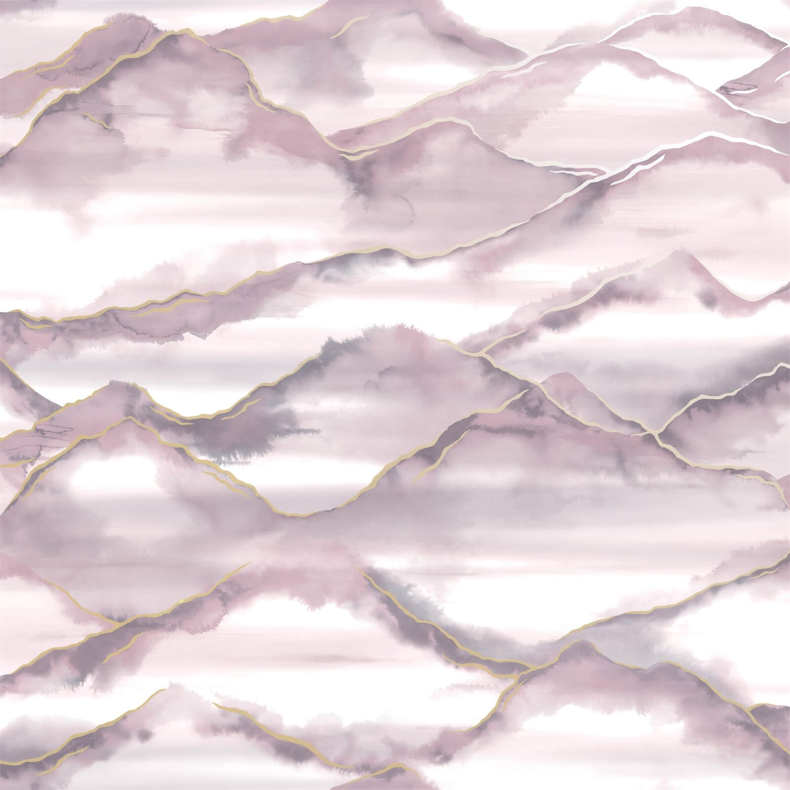 Holden Decor Denali Mountain Shape Smooth Metallic Pink Wallpaper