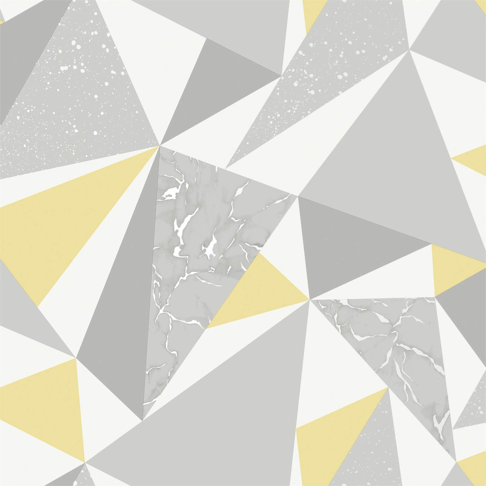 Holden Decor Glacier Geometric Smooth Metallic Grey and Yellow Wallpaper