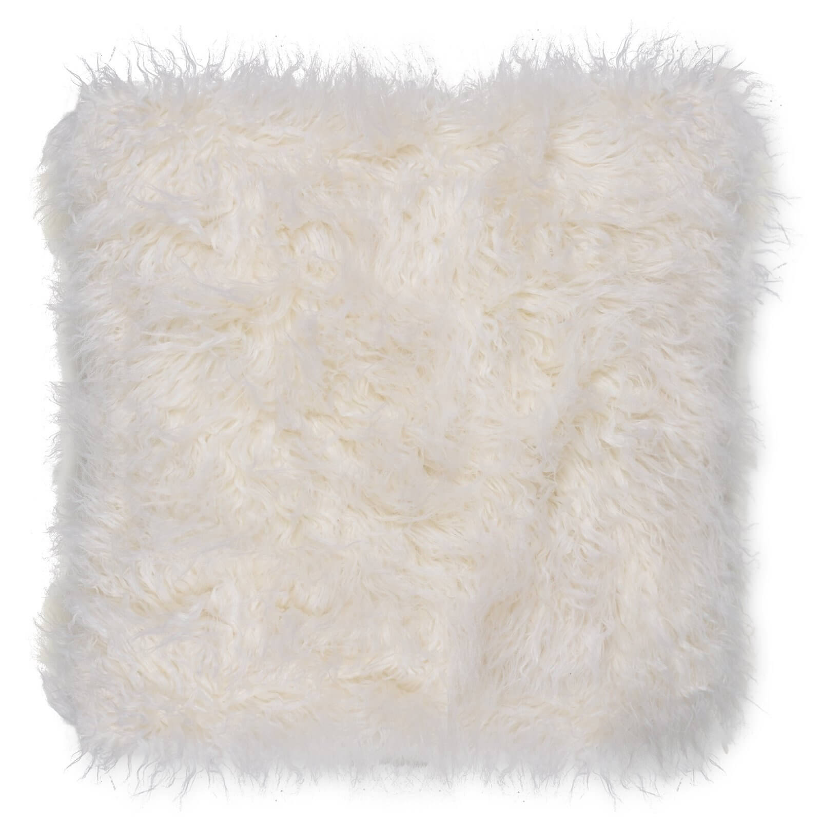 Faux Mongolian Fur Cushion - White