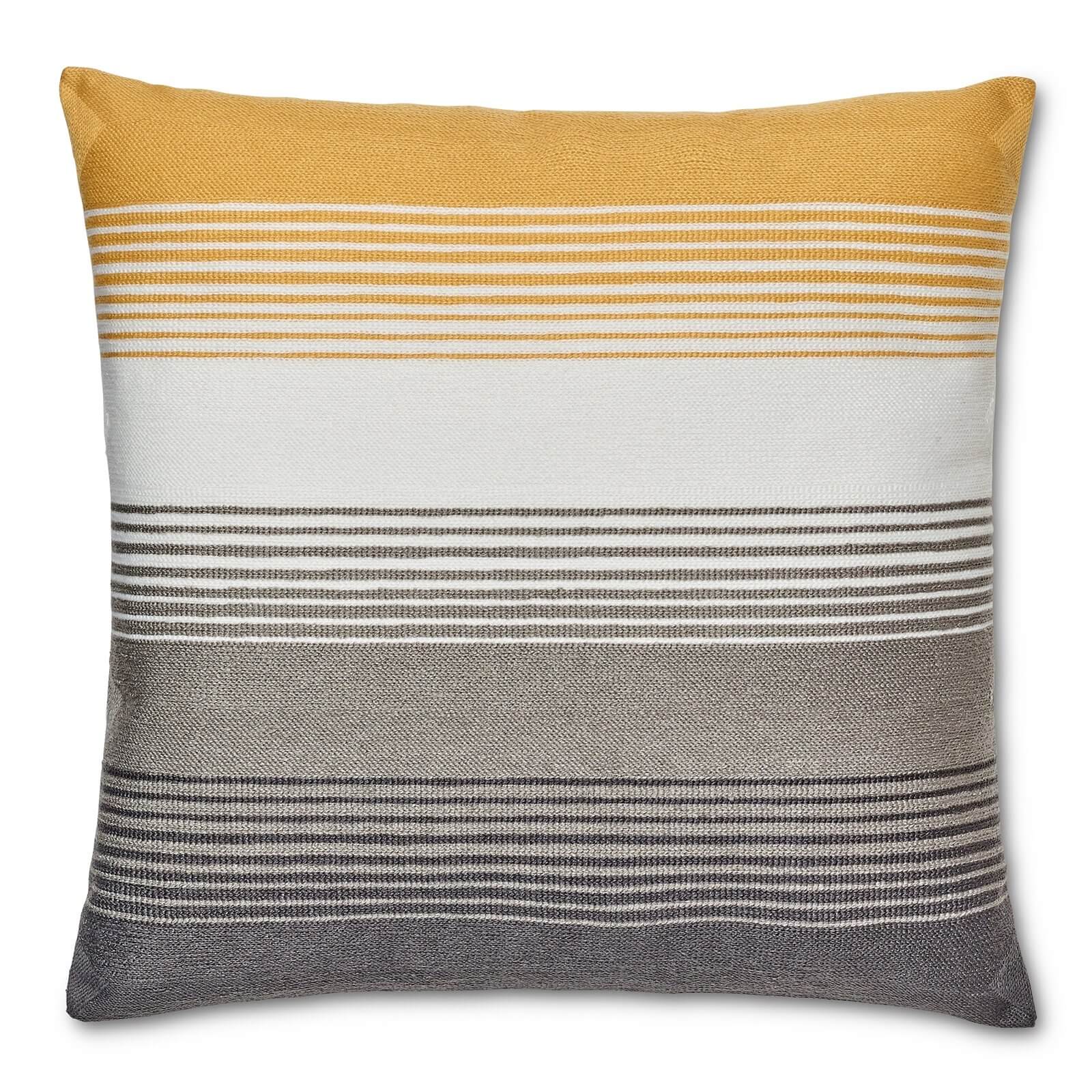 Striped Cushion - Ochre & Grey