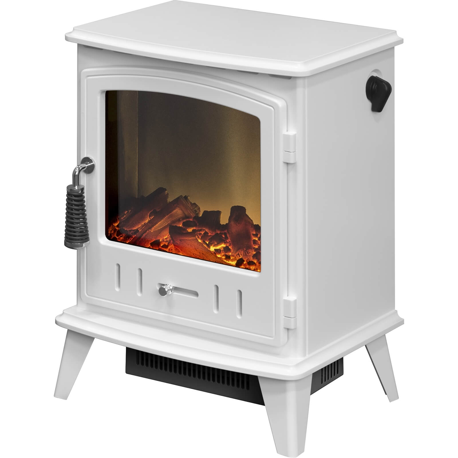 Adam Aviemore Electric Stove with Realistic Log Bed & LED Flame Effect Flat to Wall Fitting - White