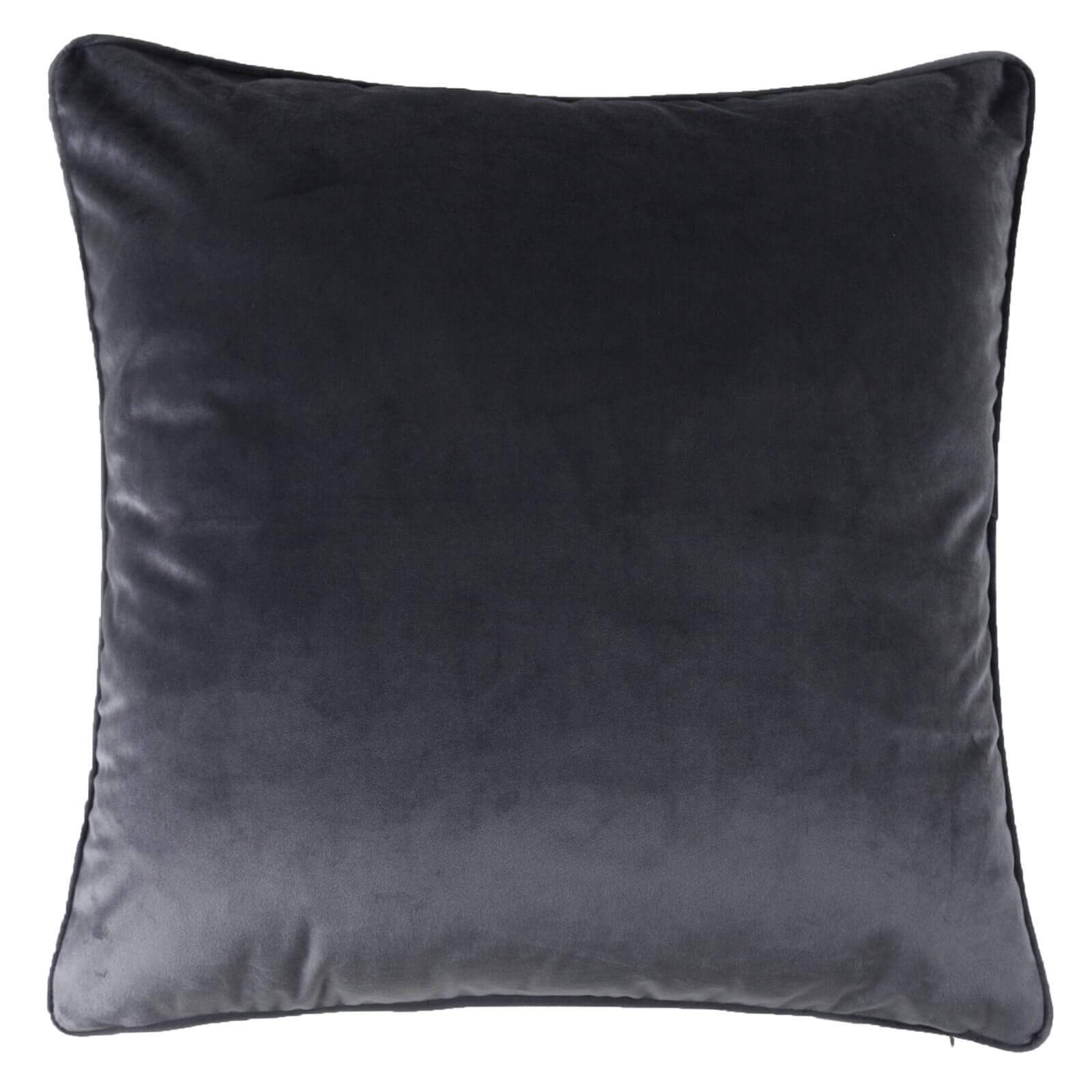 Large Plain Velvet Cushion - Dark Grey - 58x58cm