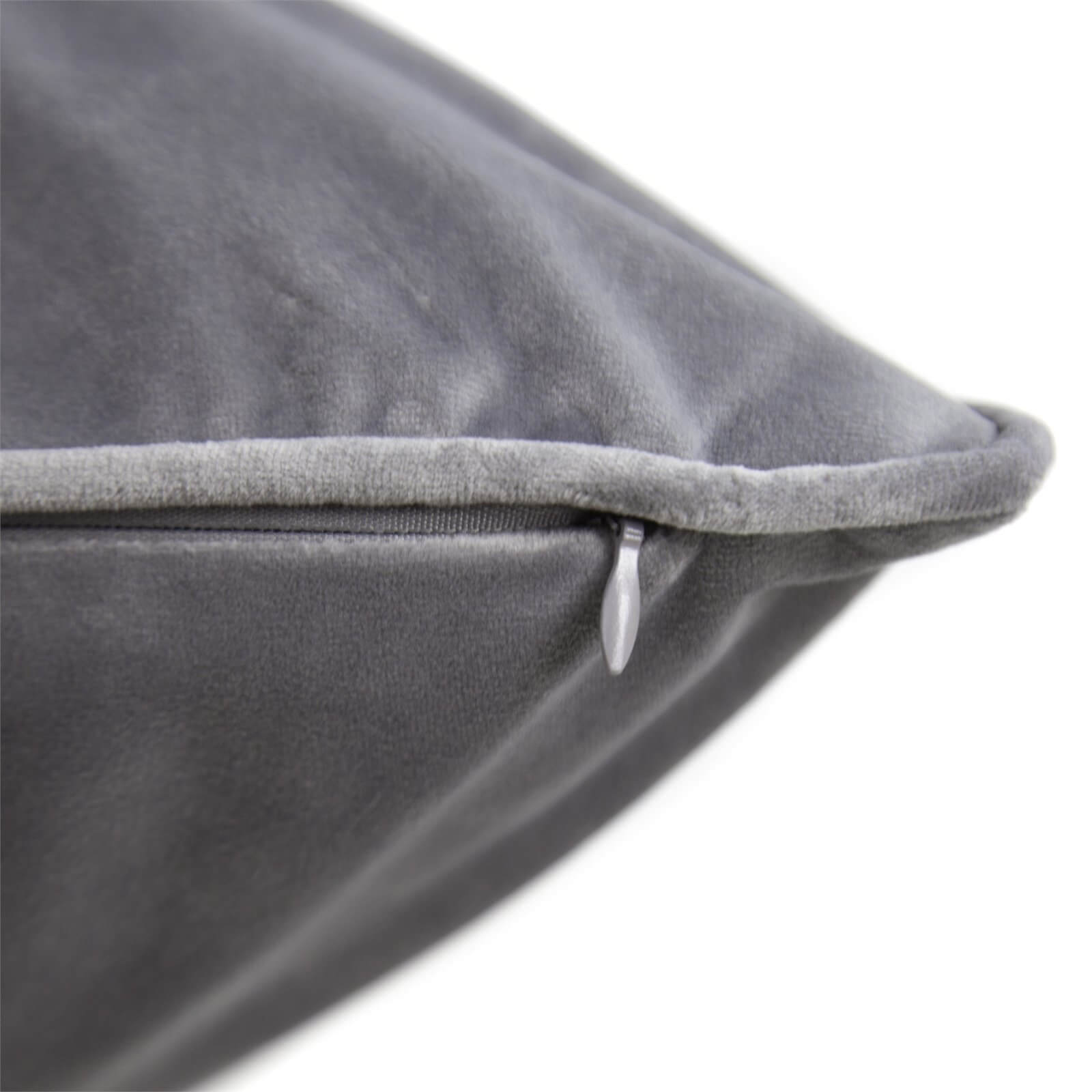 Large Plain Velvet Cushion - Light Grey - 58x58cm