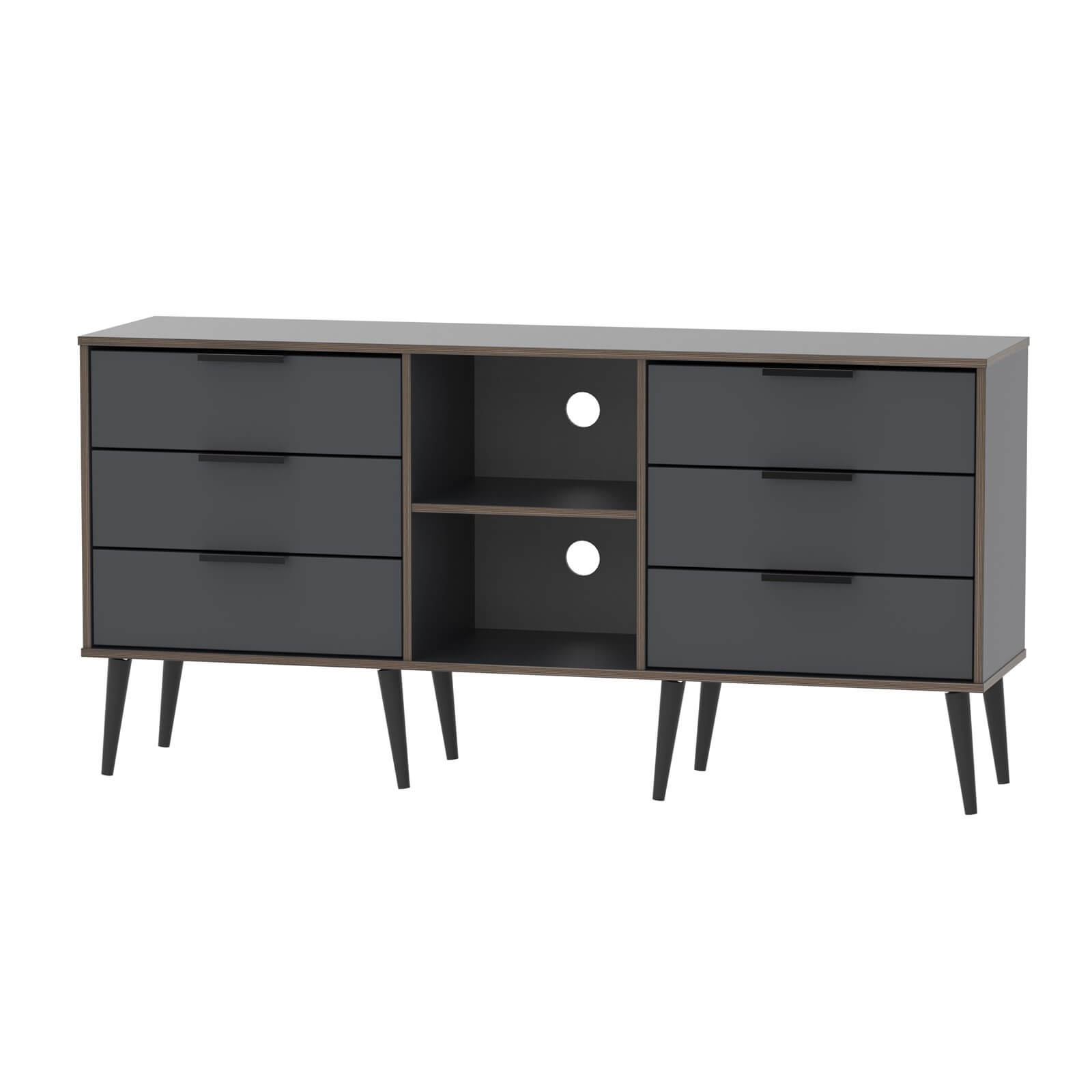 Tokyo 6 Drawer TV Unit with Legs - Graphite