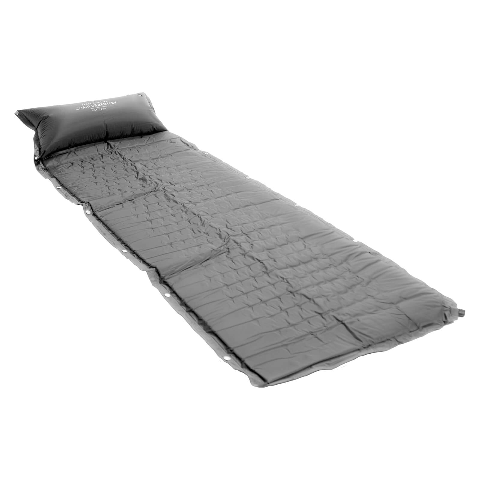 Charles Bentley Self Inflating Single Rollup Camping Mat with Pillow - Grey