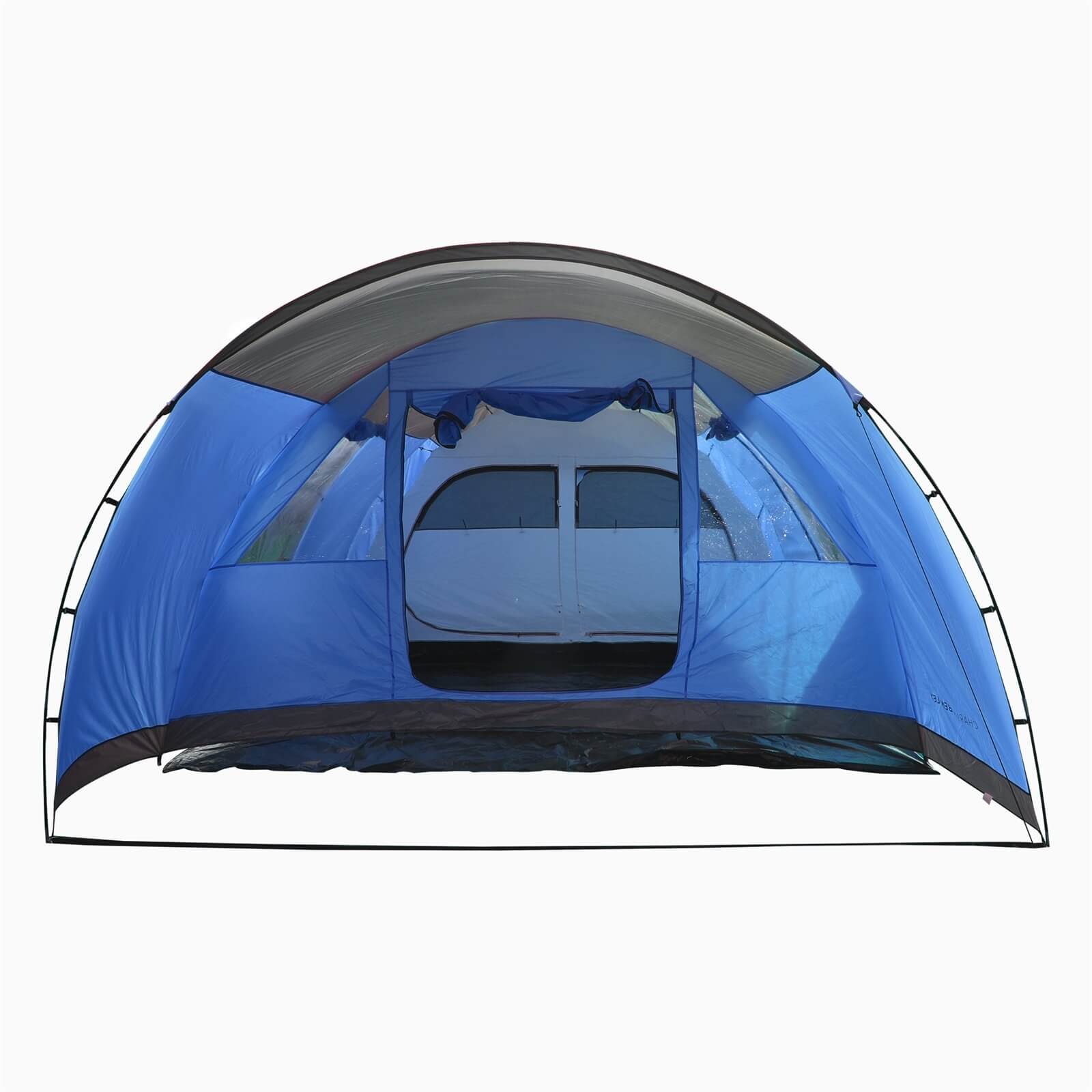 Charles Bentley 6 Person Camping Tunnel Tent - Blue