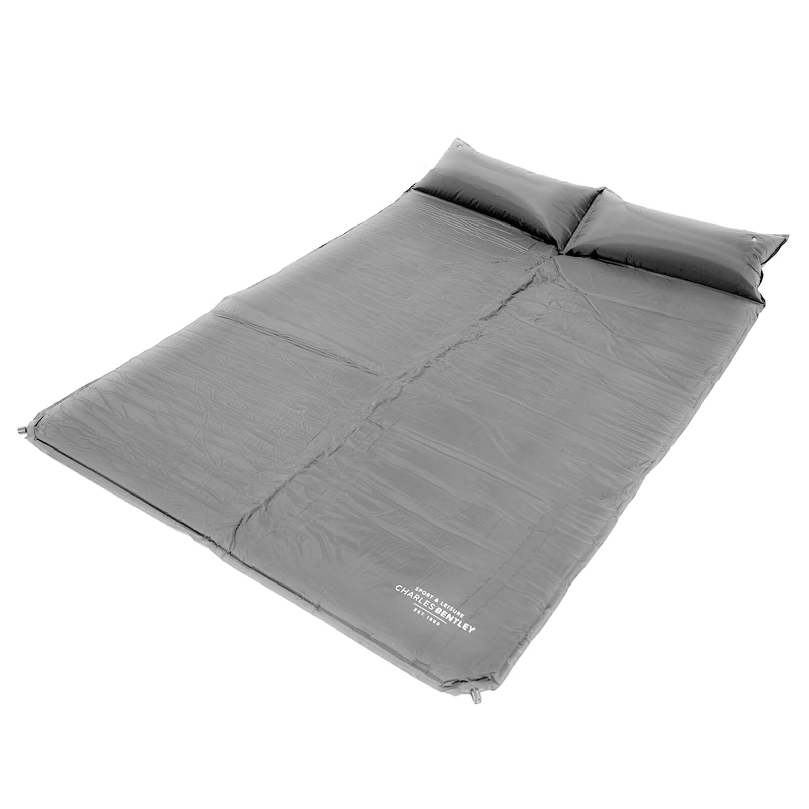 Charles Bentley Self Inflating Double Rollup Camping Mat with Pillows - Grey