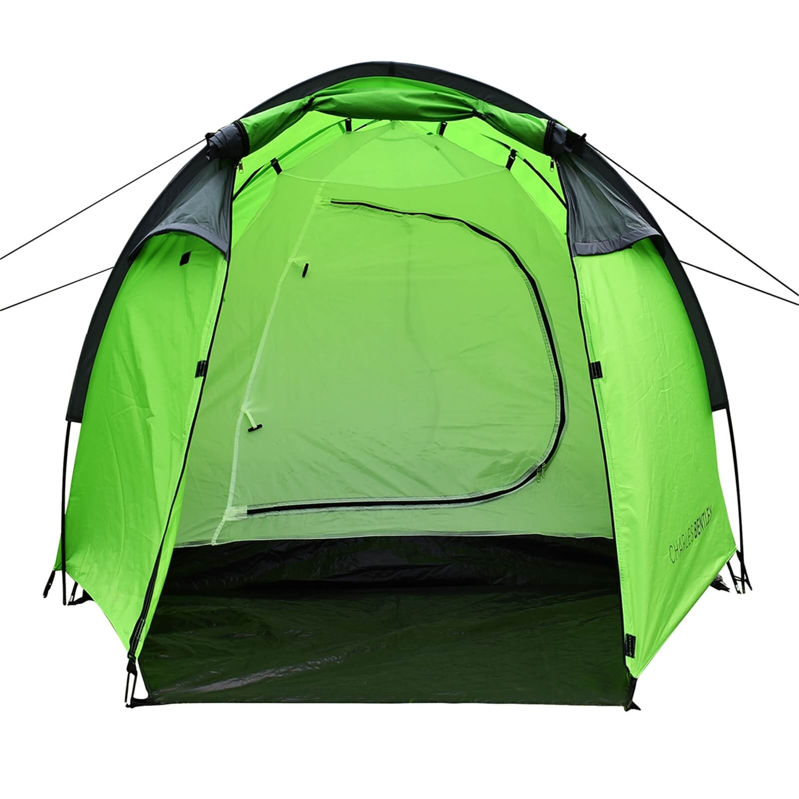 Charles Bentley 2 Person Camping Tent With Awning - Green