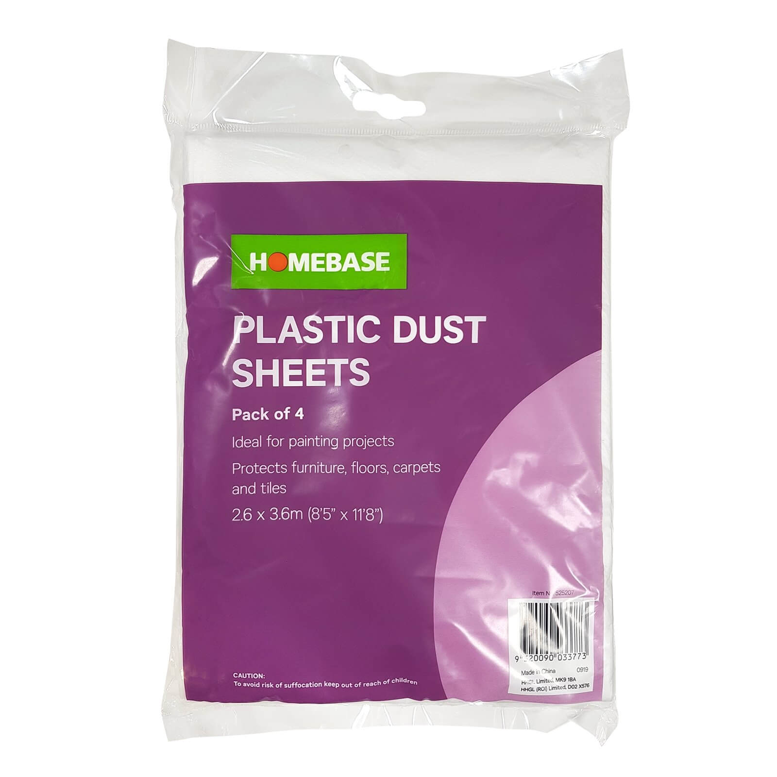 Homebase Plastic Dust Sheet 4pk