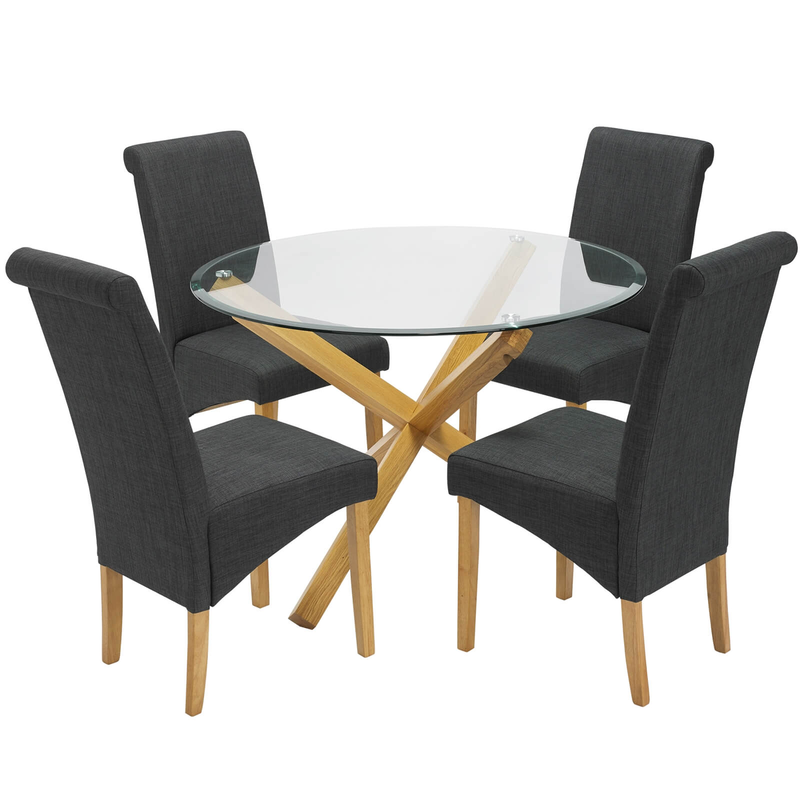 Oporto 4 Seater Dining Set - Amelia Dining Chairs - Grey