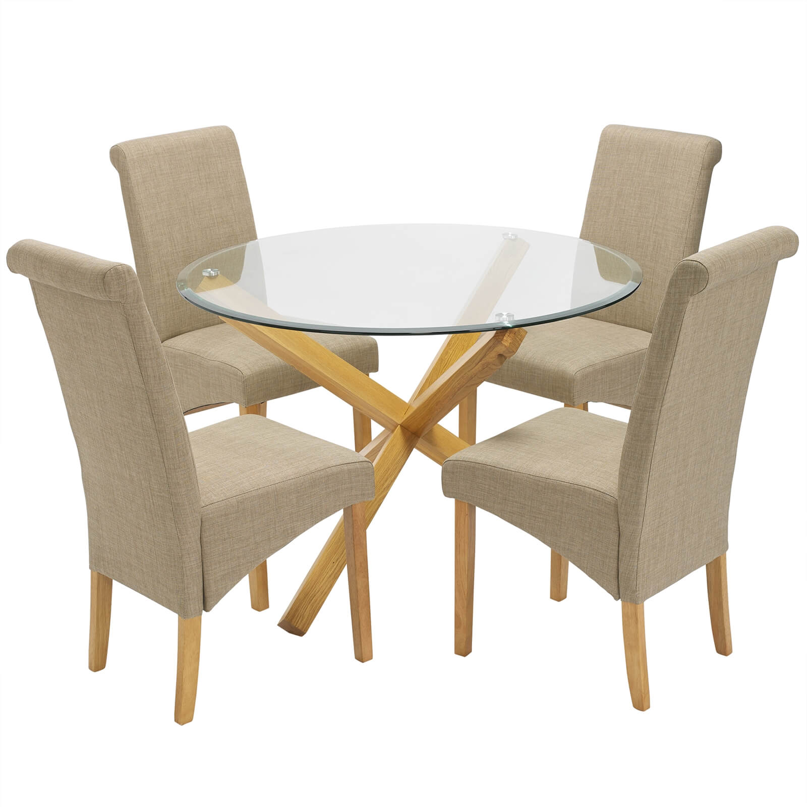 Oporto 4 Seater Dining Set - Amelia Dining Chairs - Beige