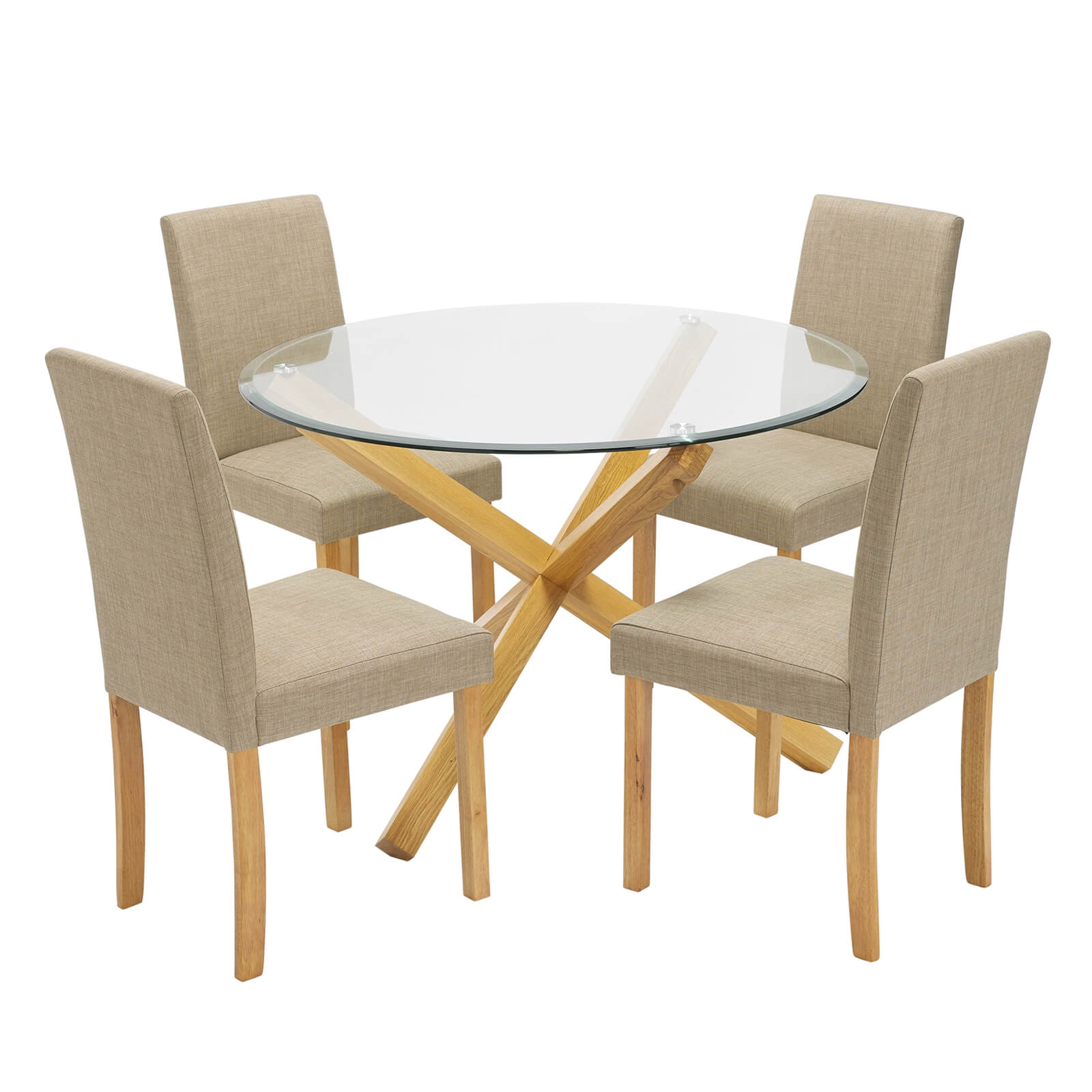 Oporto 4 Seater Dining Set - Anna Dining Chairs - Beige
