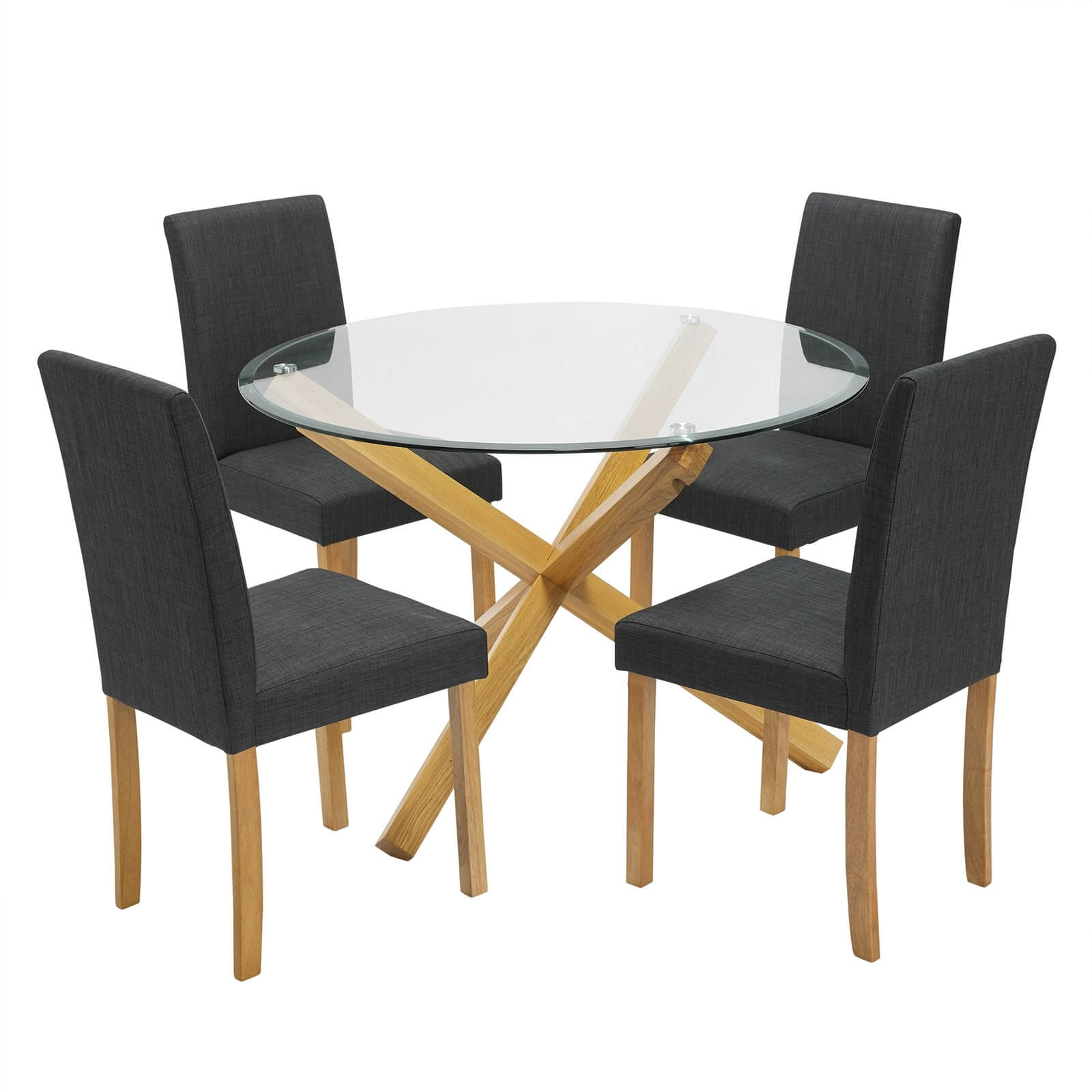 Oporto 4 Seater Dining Set - Anna Dining Chairs - Grey