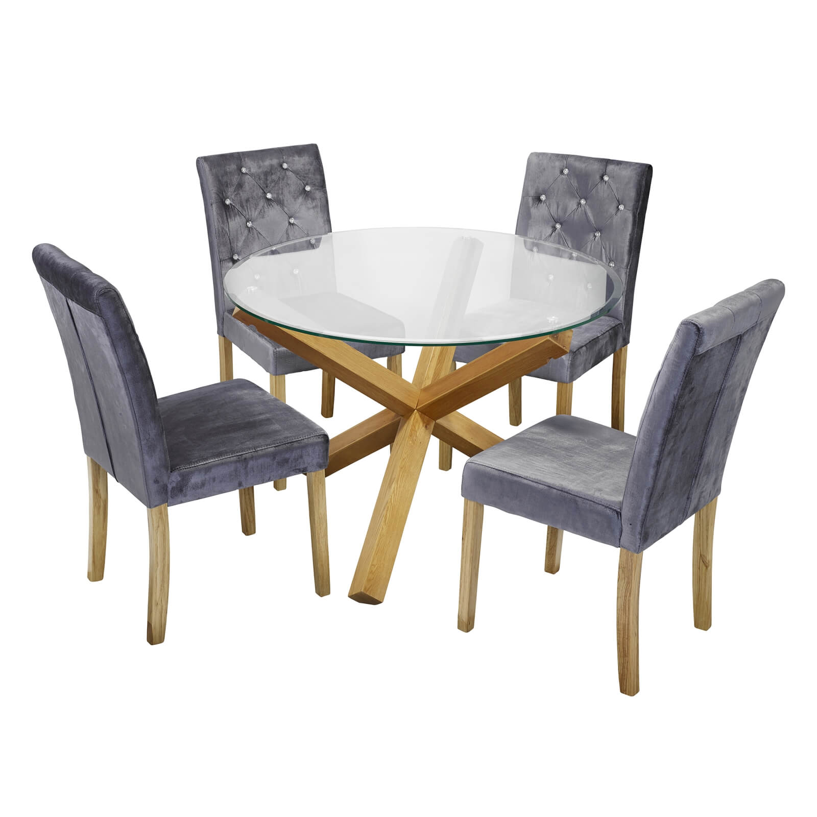 Oporto 4 Seater Dining Set - Paris Dining Chairs - Silver