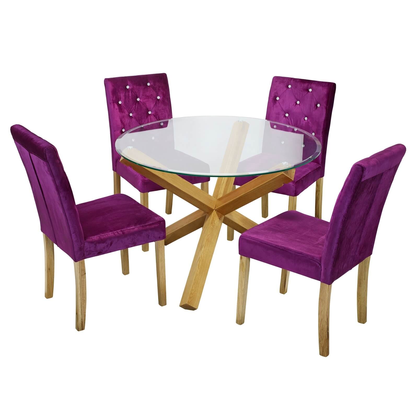 Oporto 4 Seater Dining Set - Paris Dining Chairs - Purple