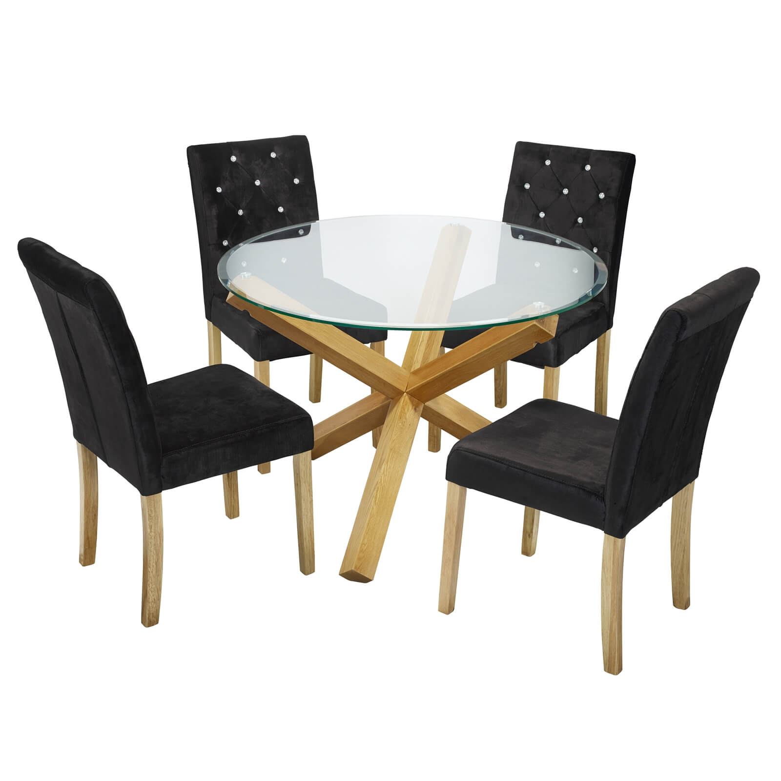 Oporto 4 Seater Dining Set - Paris Dining Chairs - Black
