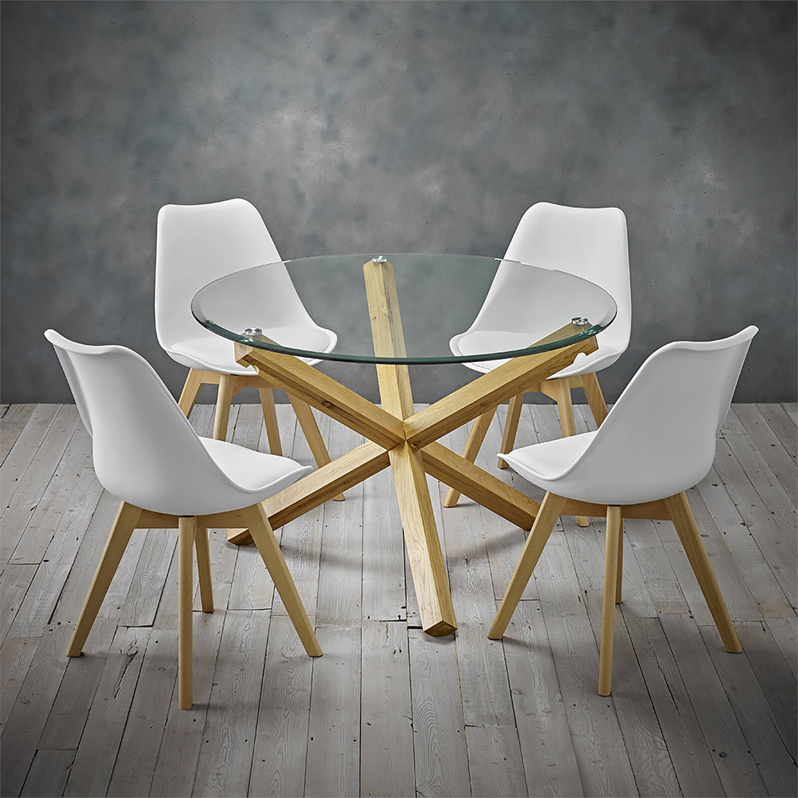 Oporto 4 Seater Dining Set - Louvre Dining Chairs - White