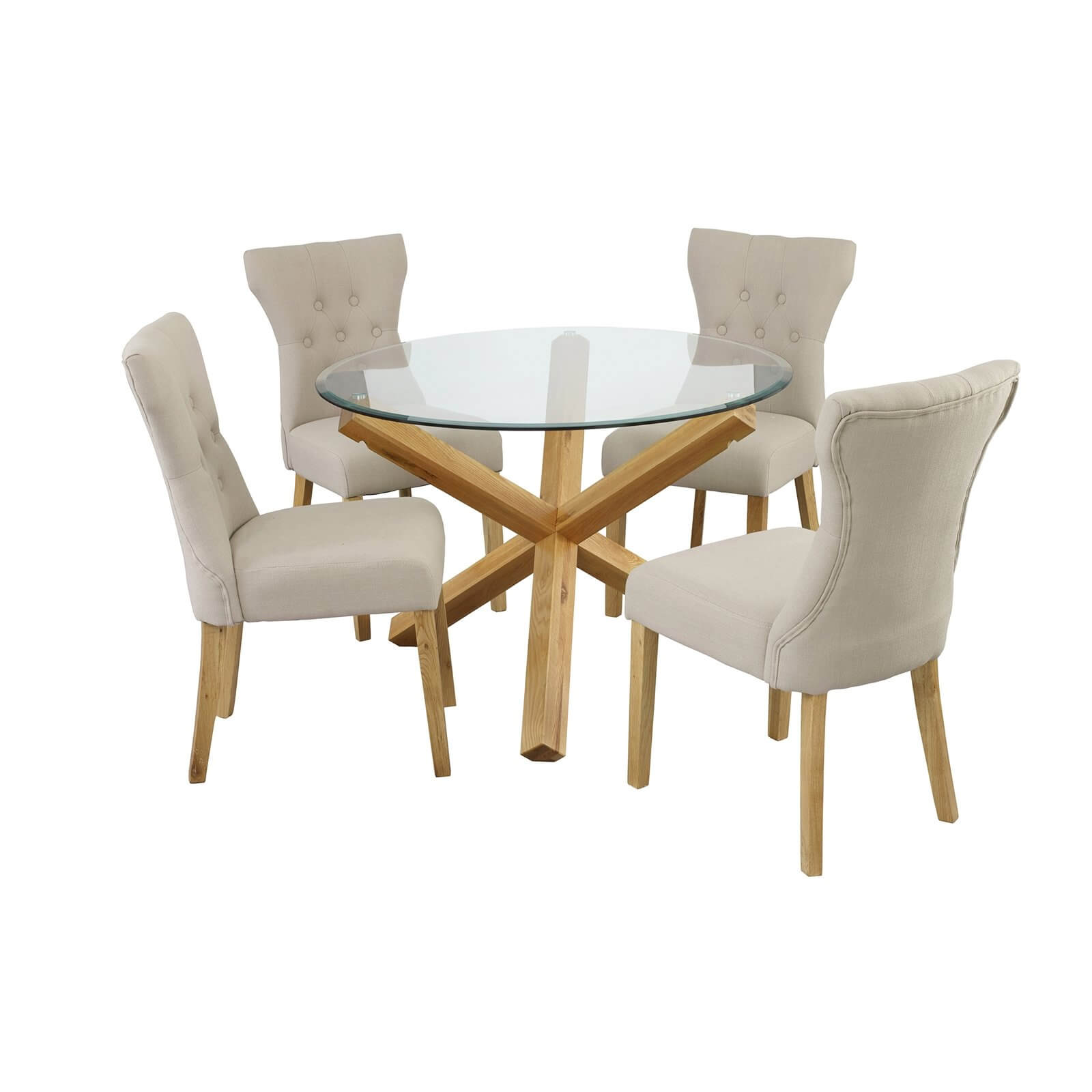 Oporto 4 Seater Dining Set - Naples Dining Chairs - Beige