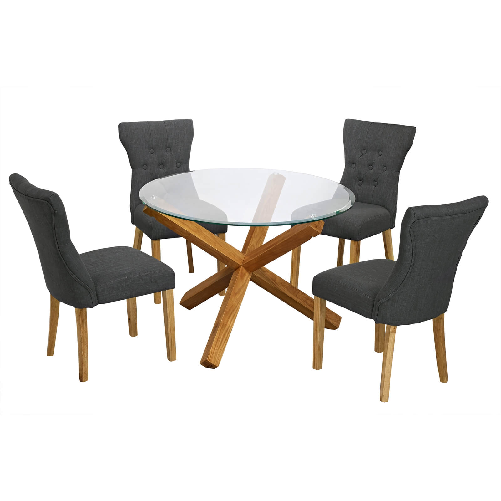 Oporto 4 Seater Dining Set - Naples Dining Chairs - Grey