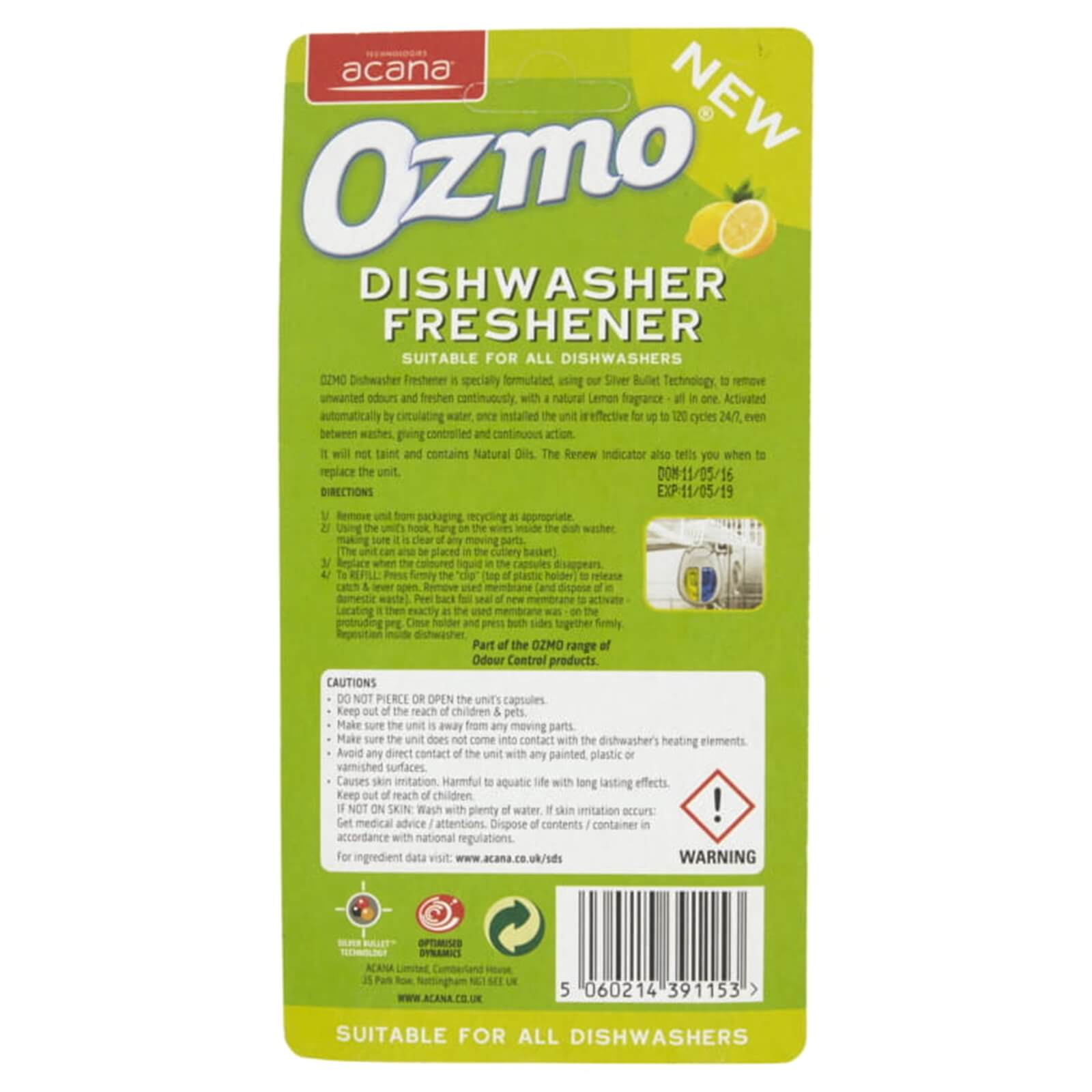 Ozmo Dishwasher Freshener 120 Cycle Lem