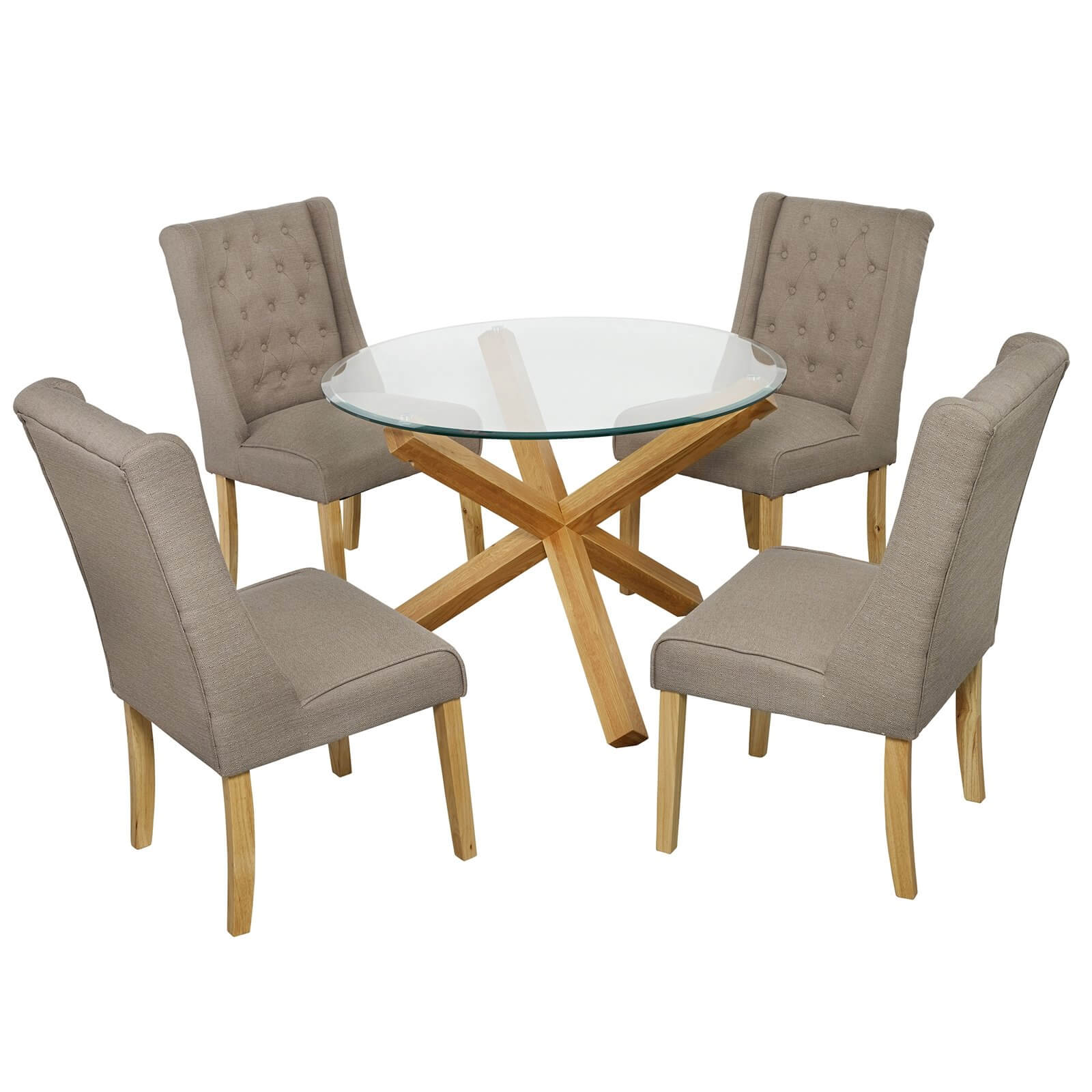 Oporto 4 Seater Dining Set - Verona Dining Chairs - Beige