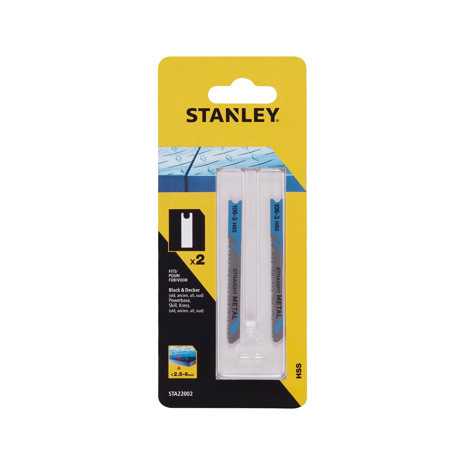 STANLEY 2x U-Shank HSS Jigsaw Blades - 70mm