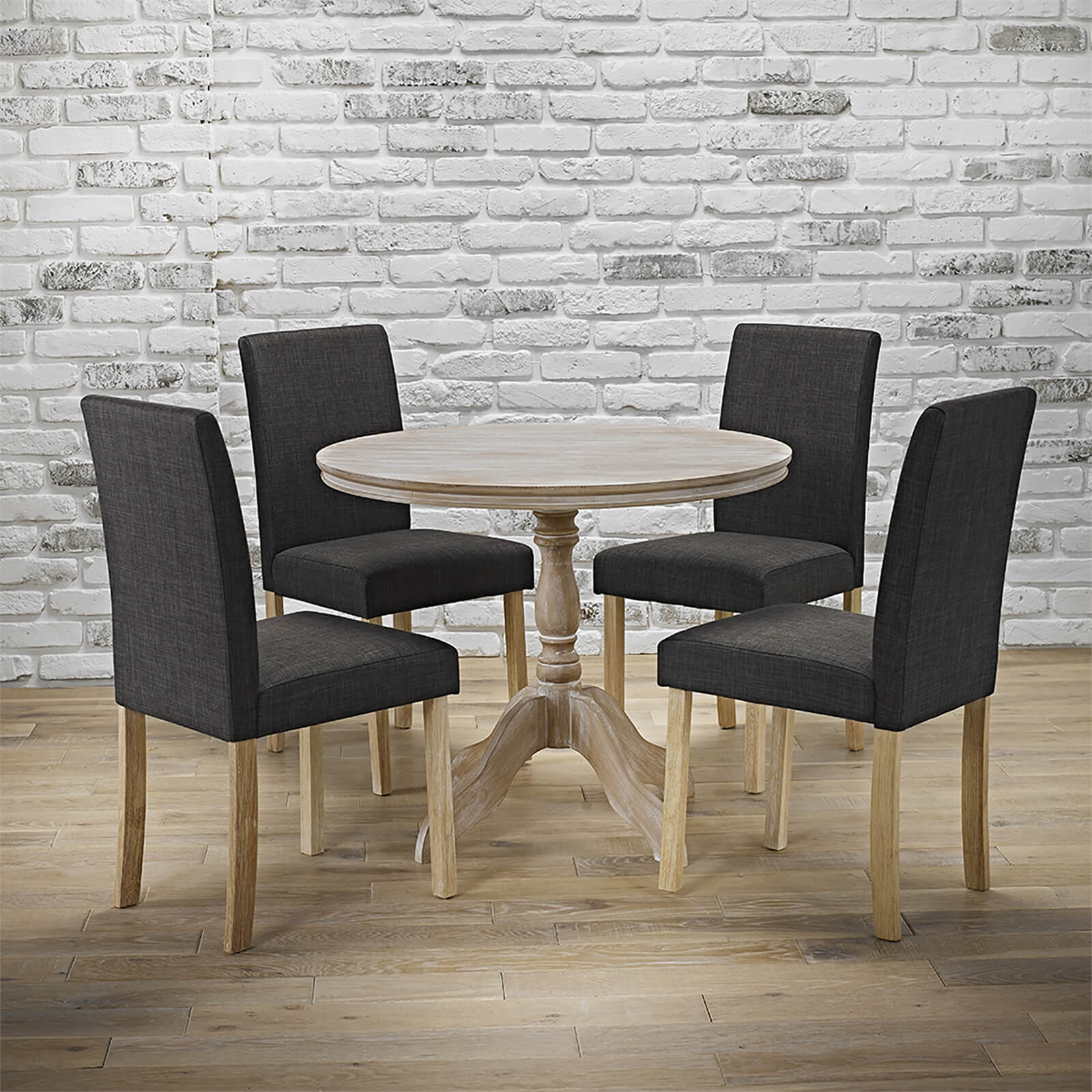 Provence 4 Seater Dining Set - Melodie Dining Chairs - Charcoal